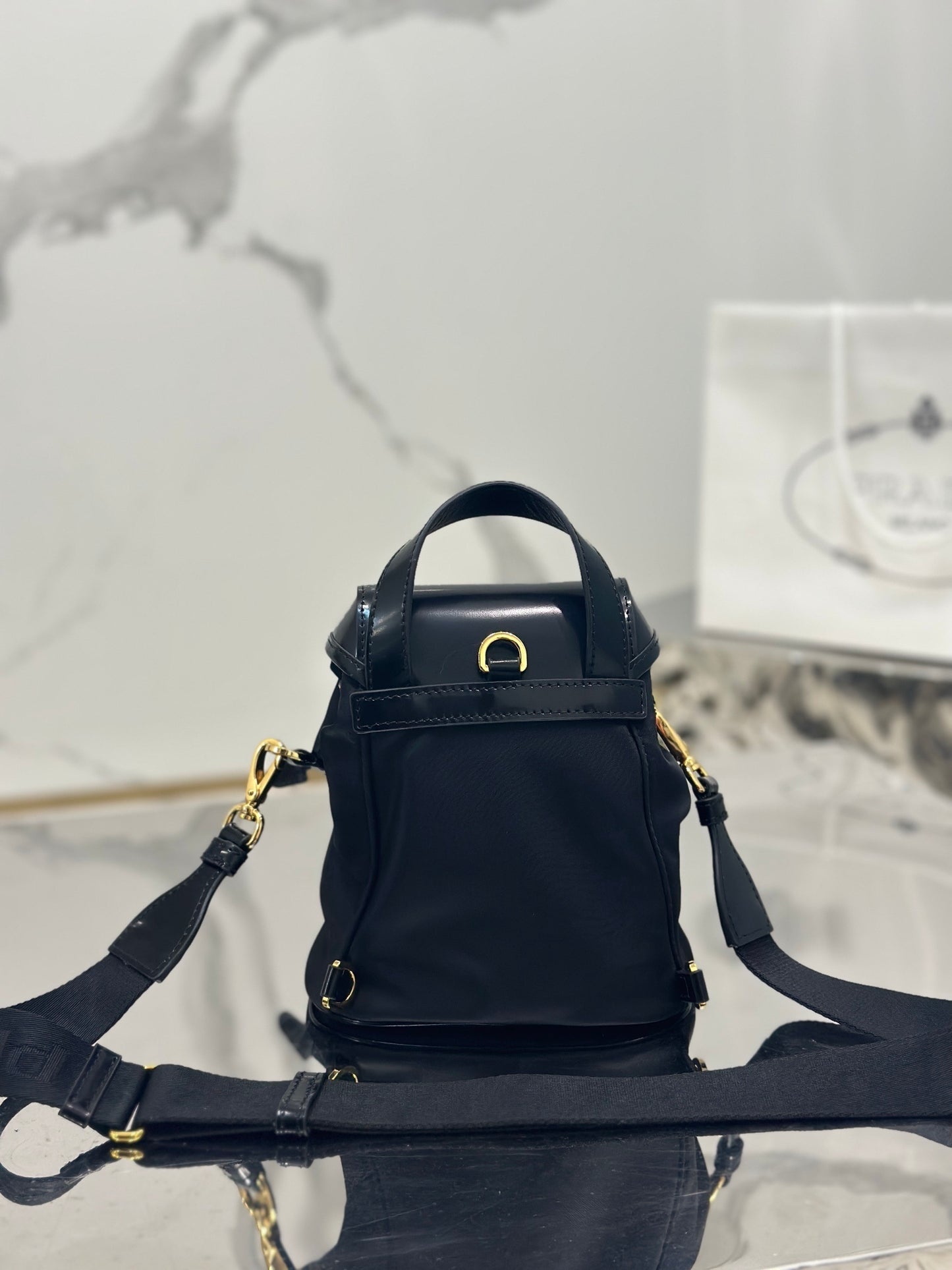 Prada Small Re-Nylon & Brushed Leather Backpack