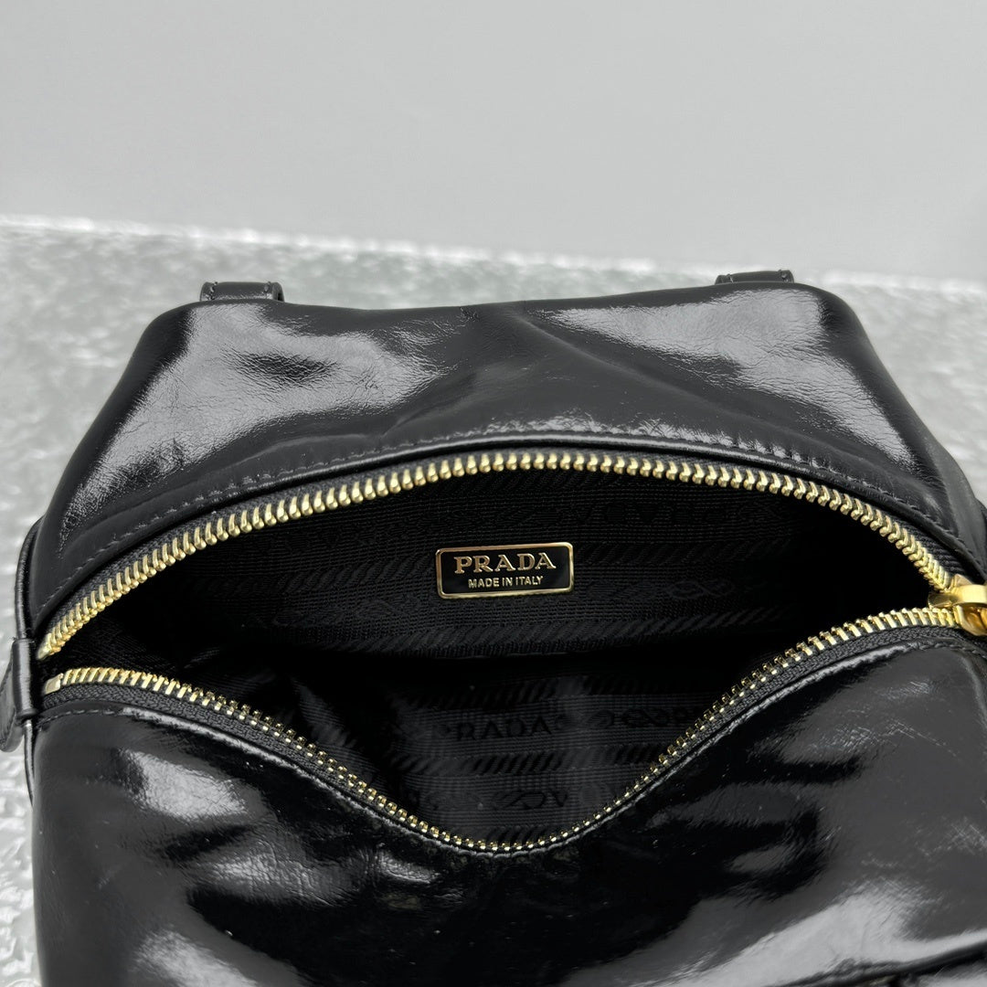 Prada Dangle Black Leather Top-Handle Mini Bag
