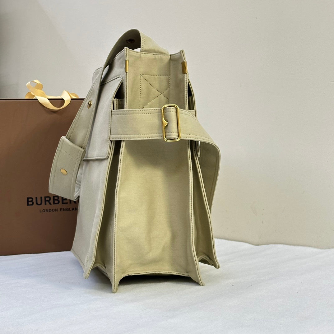 Burberry Trench Canvas Tote Bag with Side Buckle Fastening