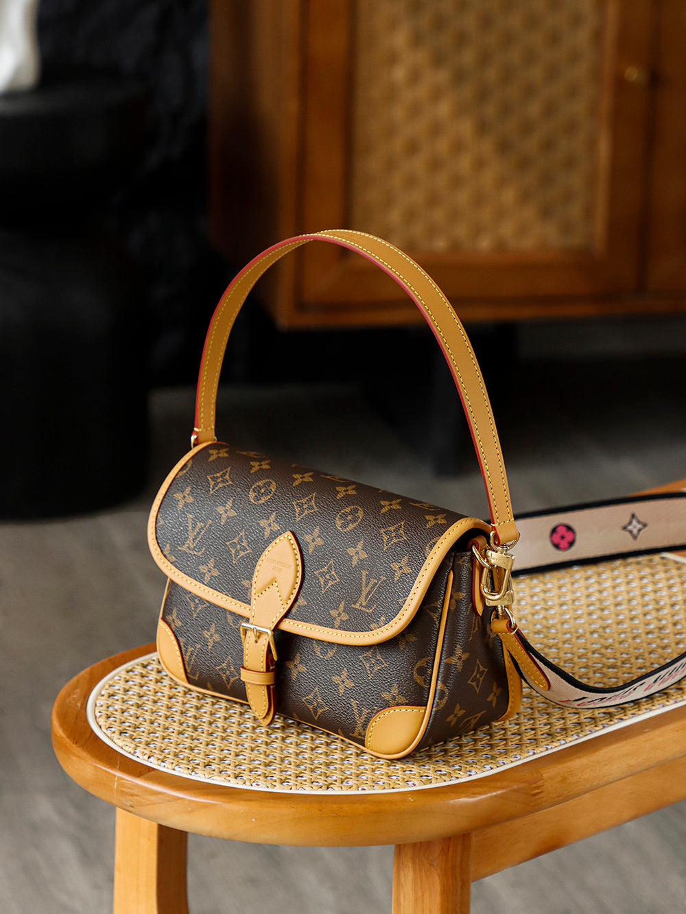 Louis Vuitton Diane Bag Monogram Canvas with Cowhide Leather Trim
