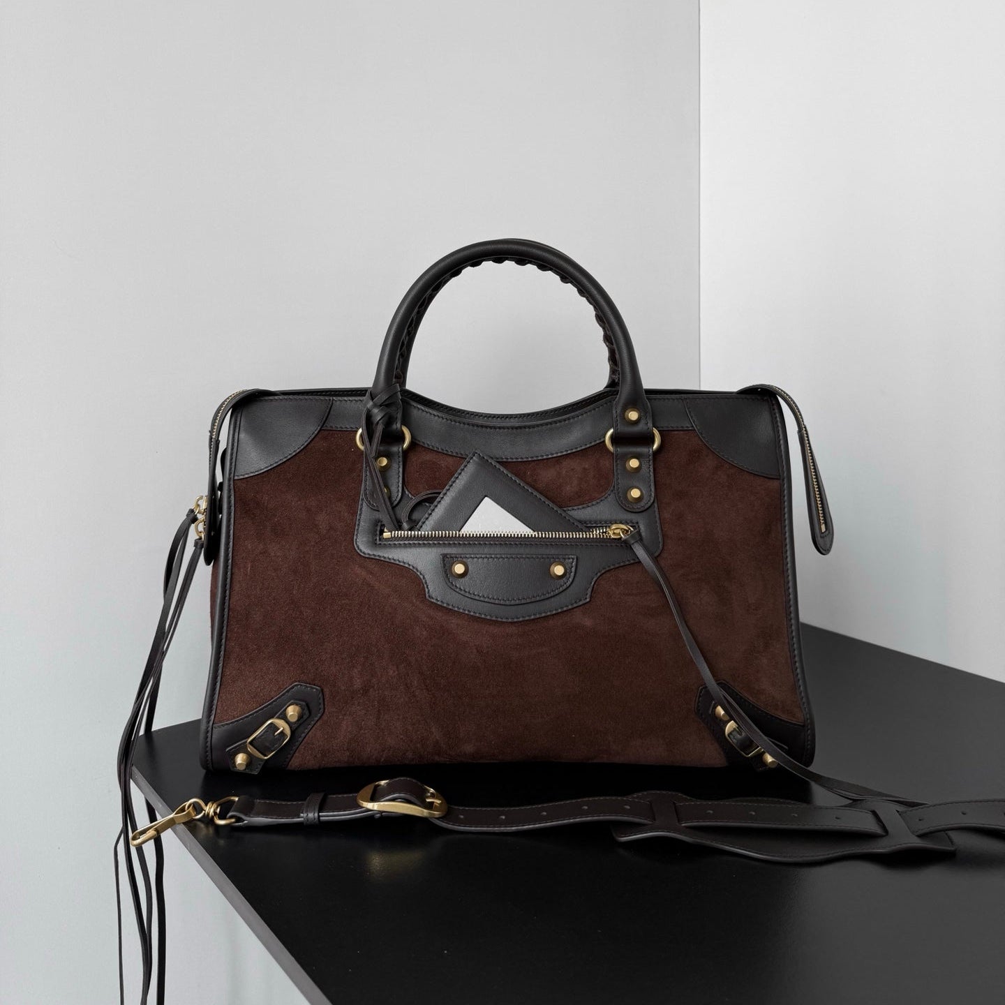 Balenciaga Le City Medium Moka Brown Suede Tote