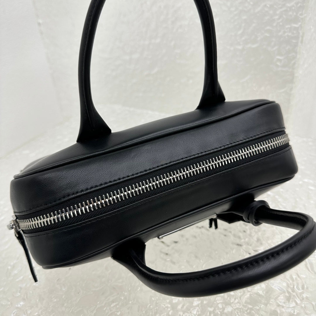 Prada Boston Black Leather Top Handle Bag