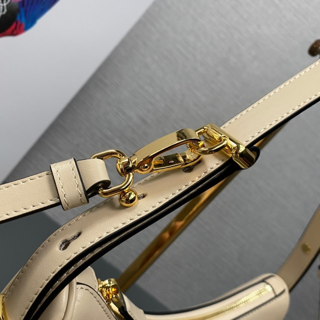 Prada Arqué Calfskin Leather Shoulder Bag – Crescent Shape with Top Zip