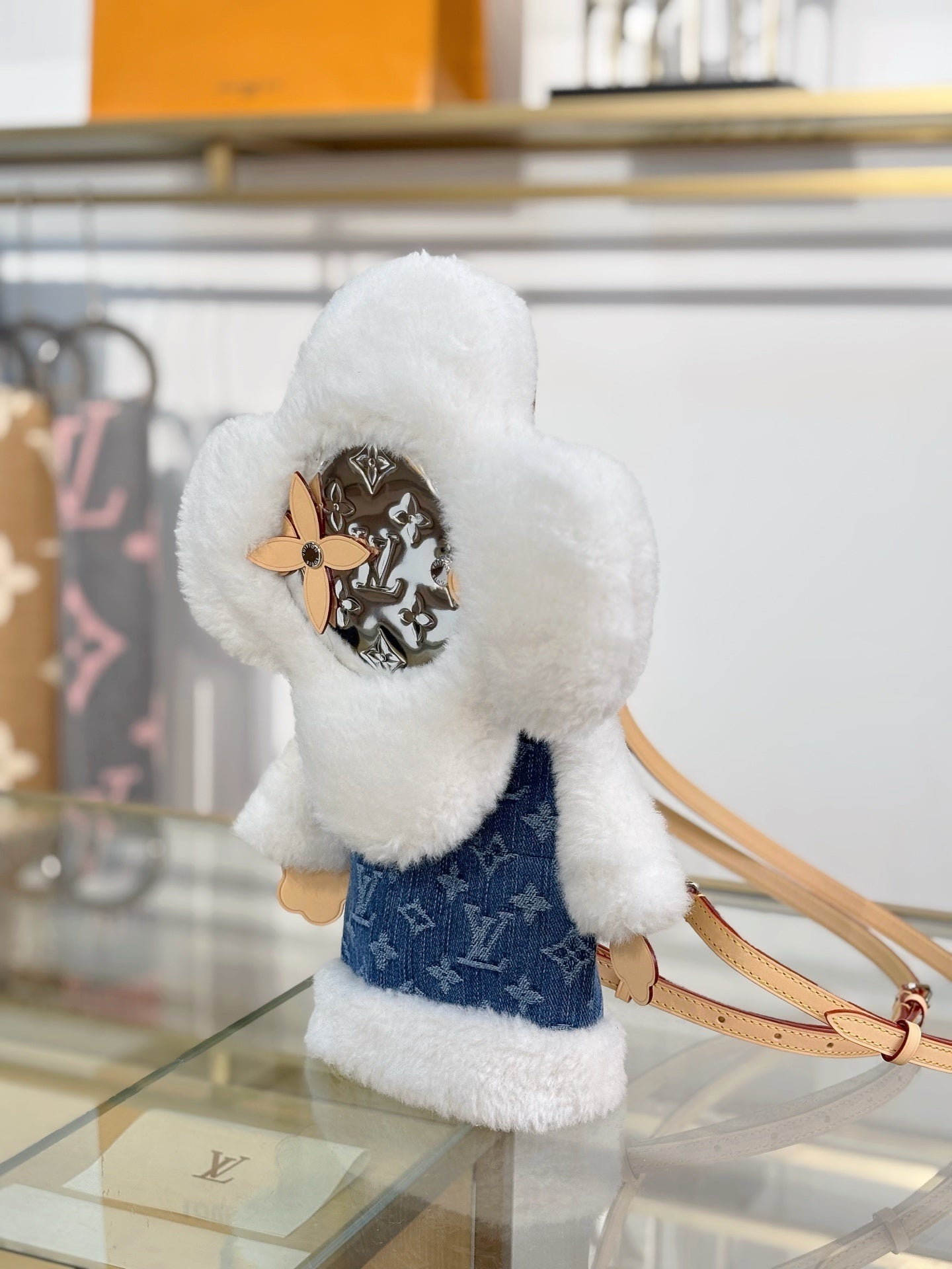 Louis Vuitton Vivienne Backpack in Merino Shearling & Denim – Washed Jeans