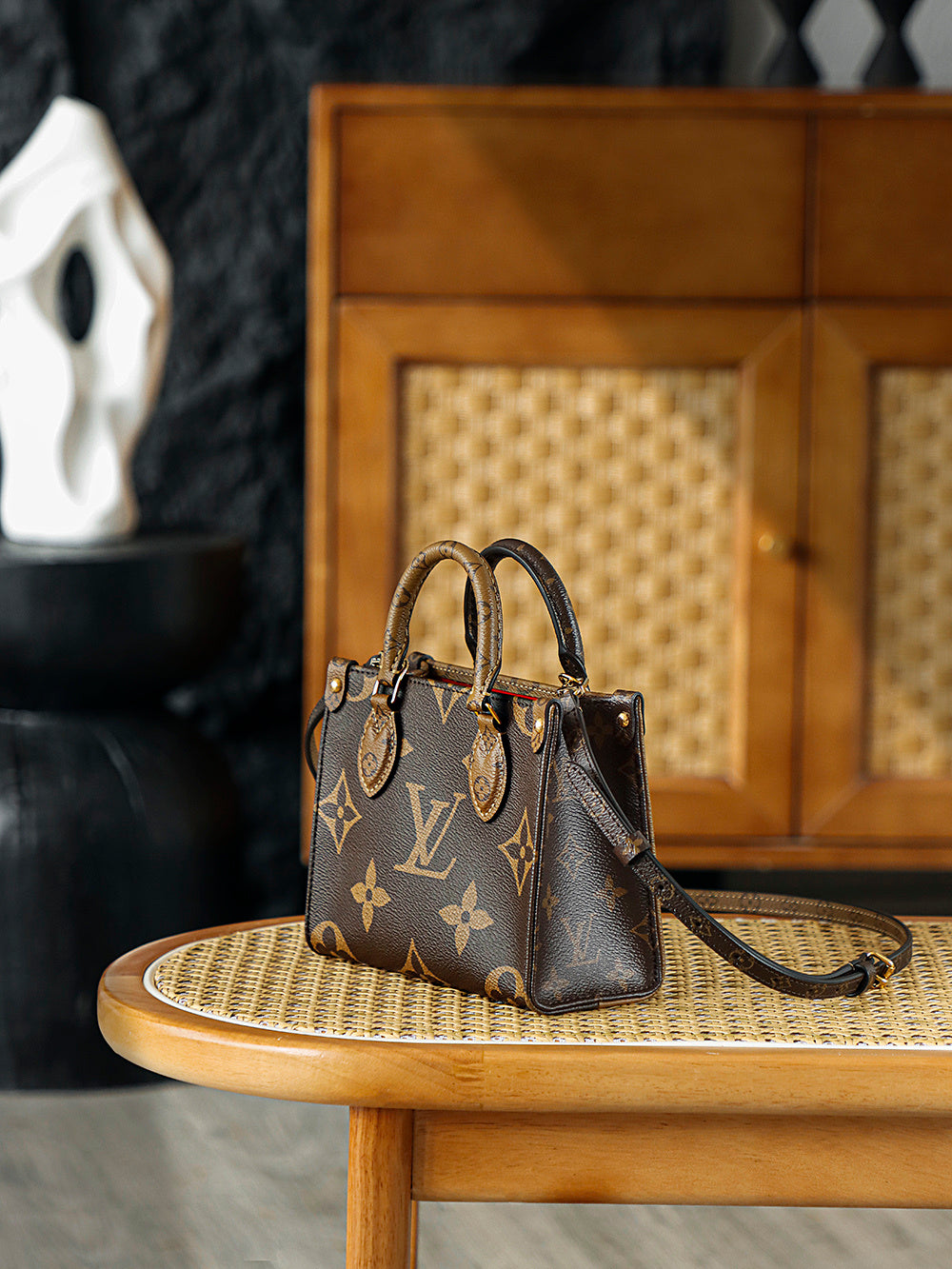 Louis Vuitton OnTheGo BB Bag in Monogram & Monogram Reverse Canvas