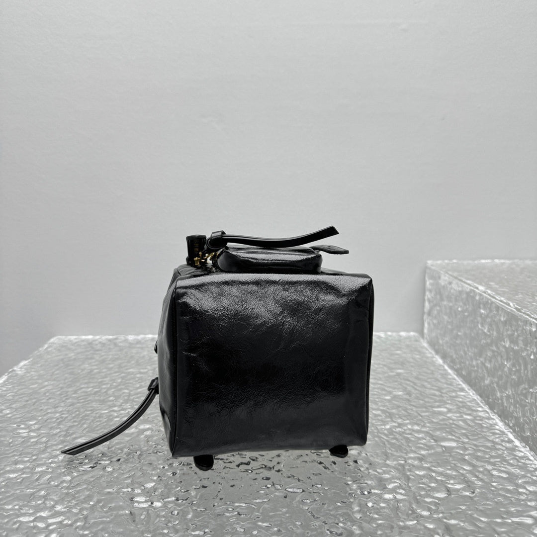 Prada Dangle Black Leather Top-Handle Mini Bag