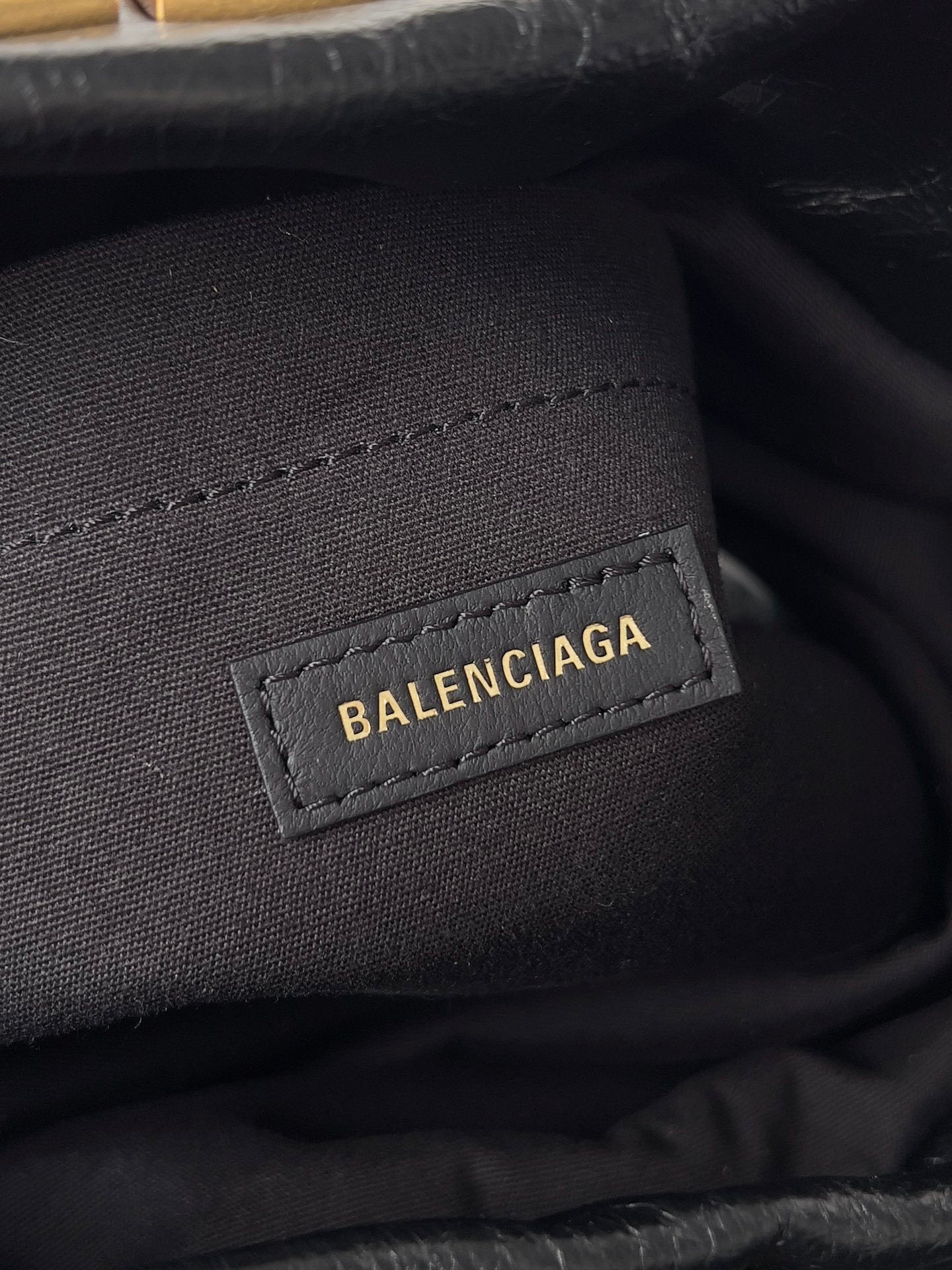 Balenciaga Monaco Black Crinkled Calfskin Shoulder Bag