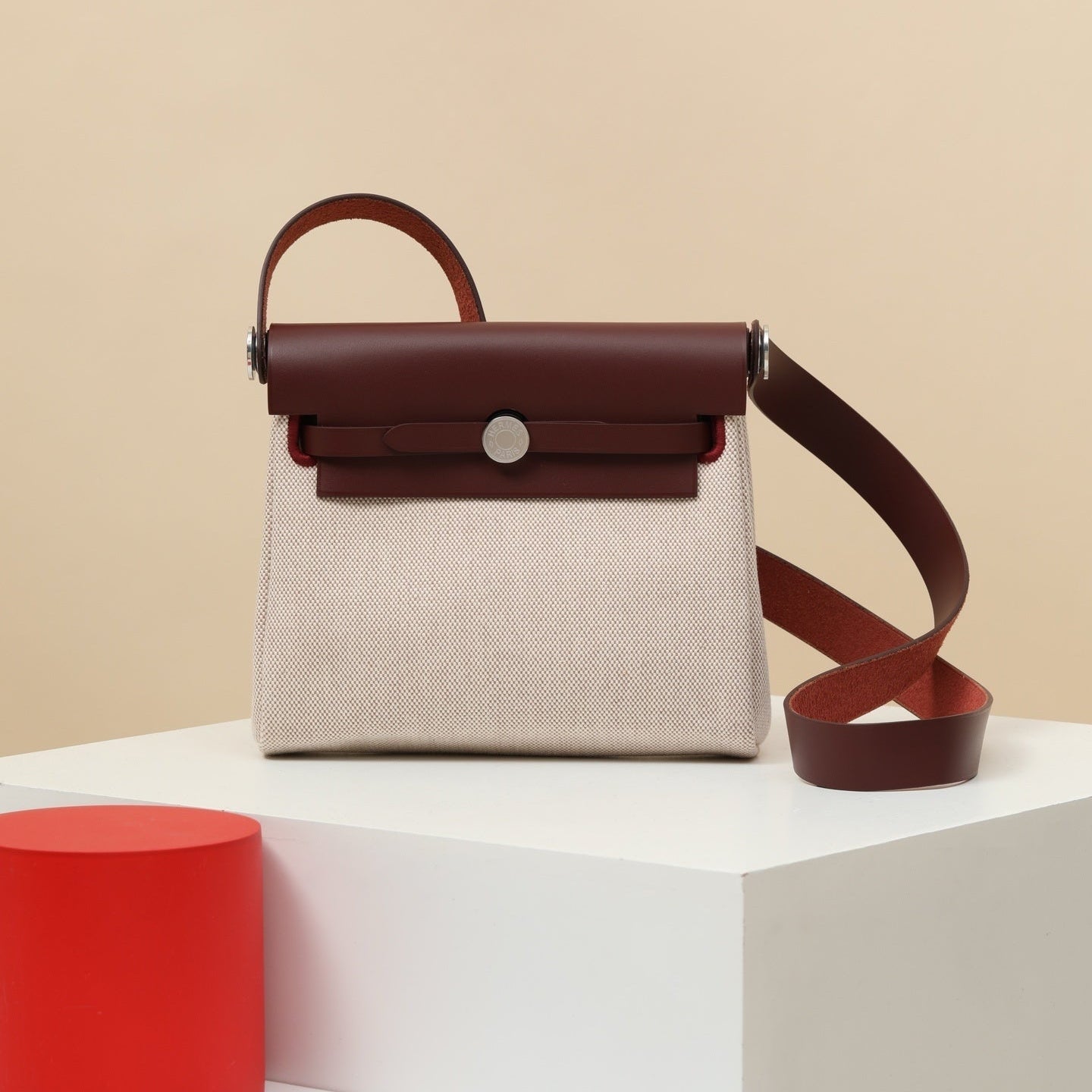 Hermès Mini Herbag Zip 20 – Elegant Canvas & Leather Designer Bag