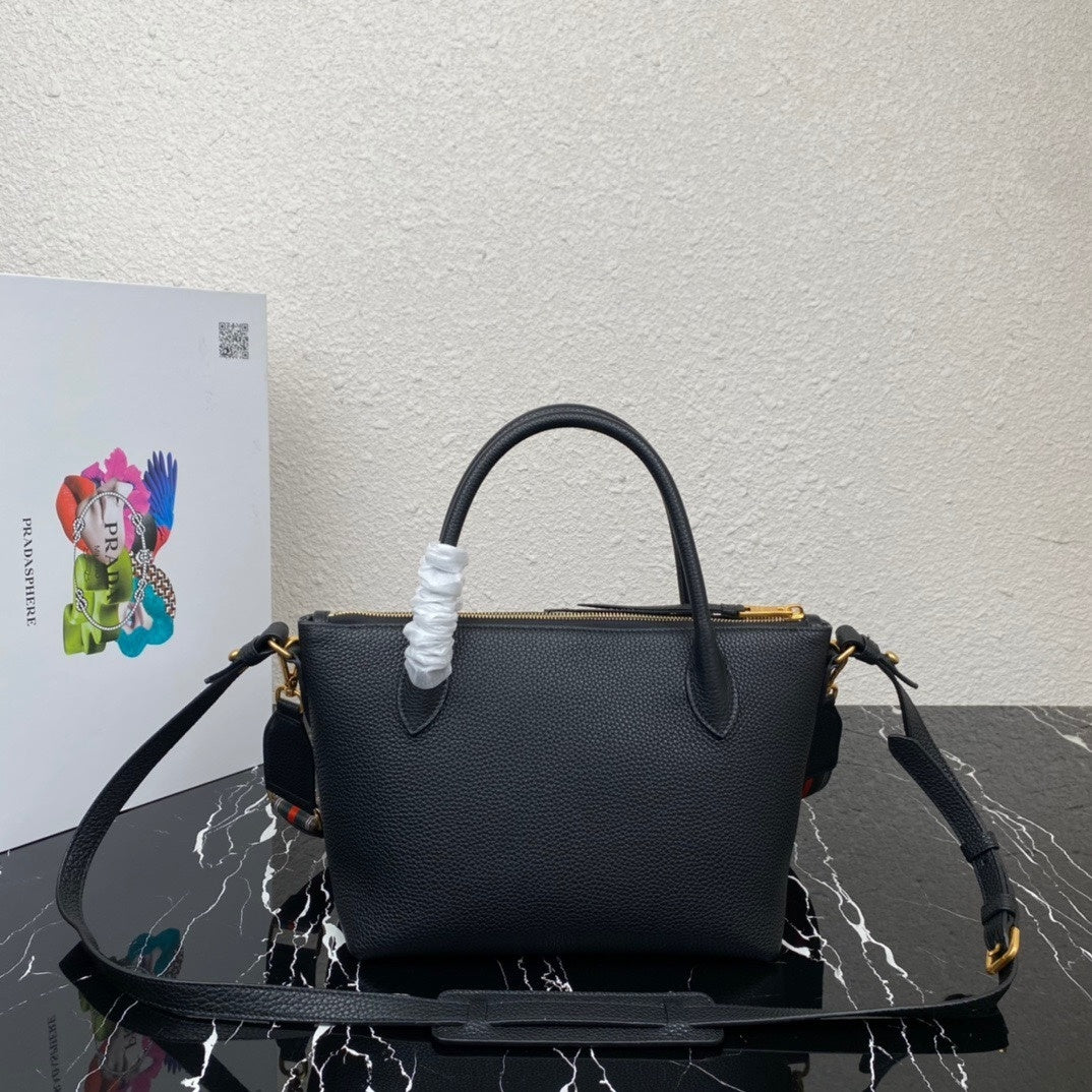 Prada Vitello Daino Leather Satchel – Black (Model 1BA157)