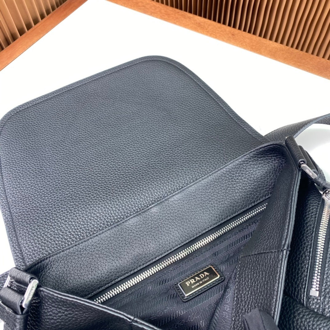 Prada Milano Crossbody Bag – Grained Leather with Embossed Logo