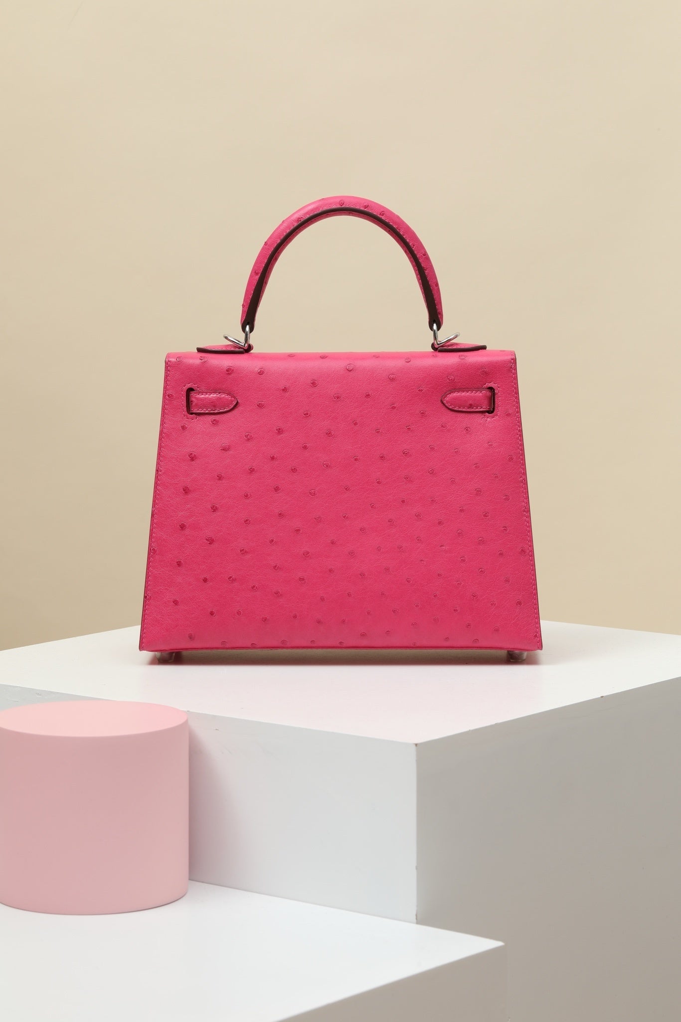 Hermès Kelly 25 Sellier Rose Tyrien Ostrich