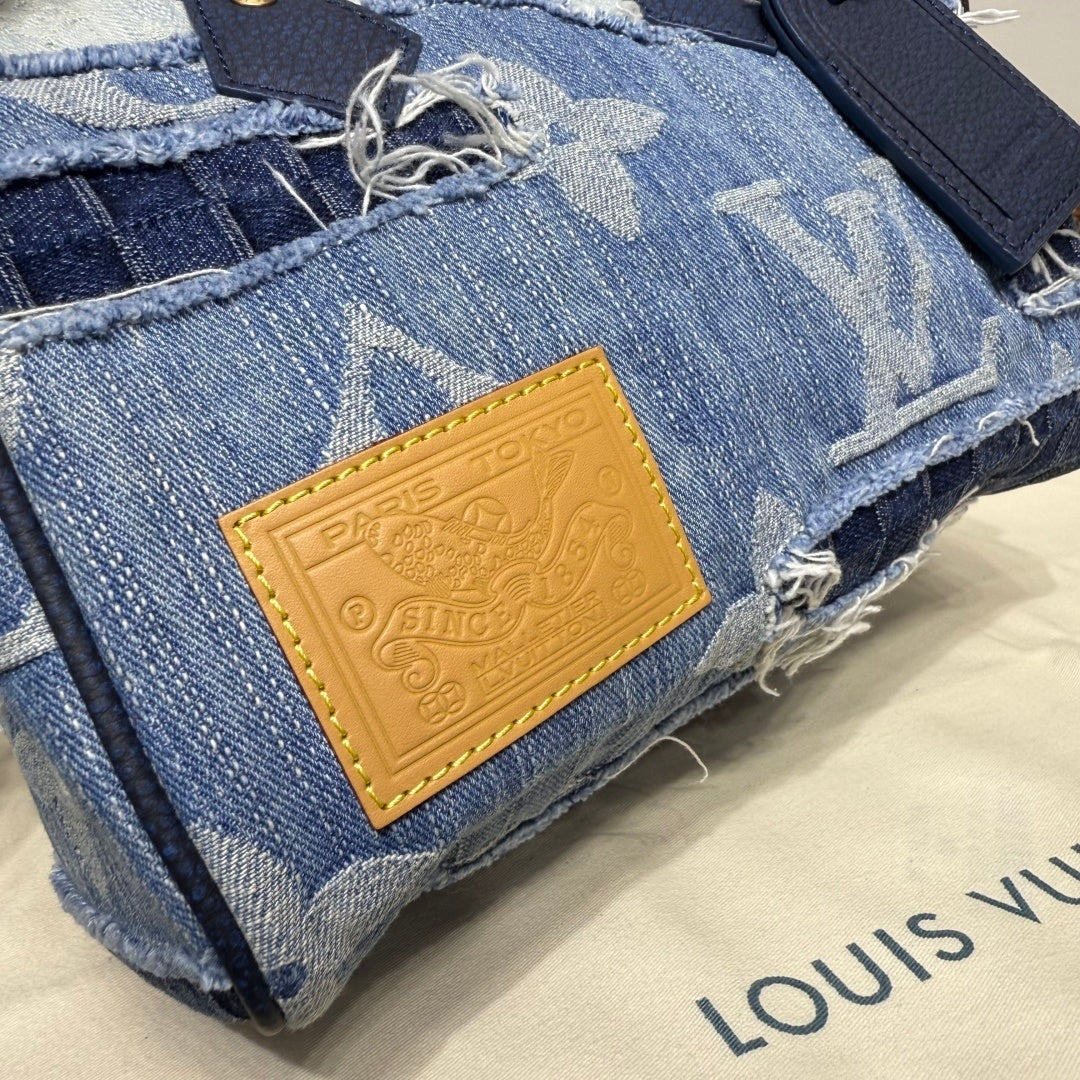 Louis Vuitton Speedy 25 Bandoulière – Stone-Washed Denim Patchwork Boro Monogram Bag