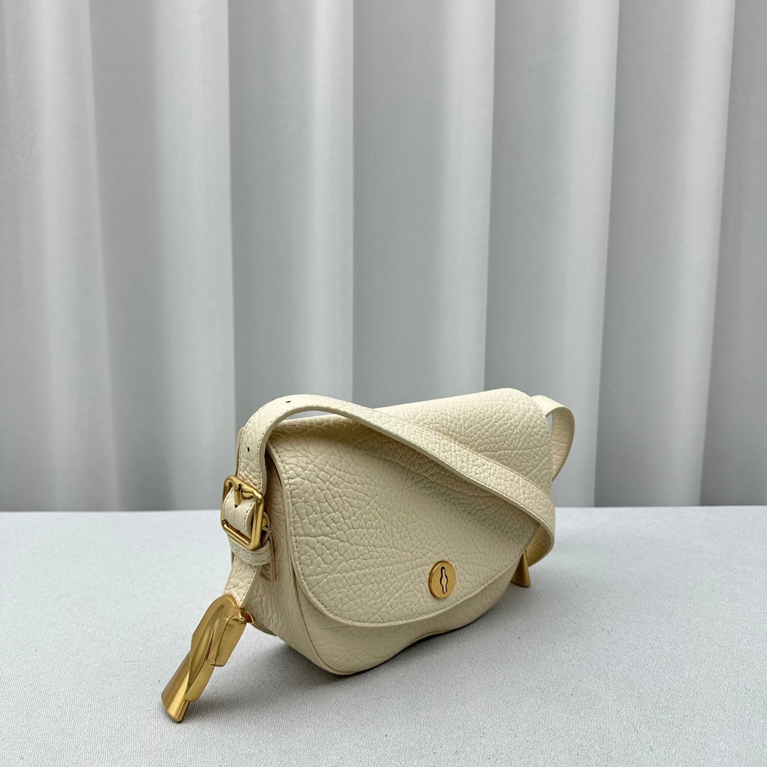 Burberry Chess Satchel Pearl Pebbled Calf Leather Luxury Bag