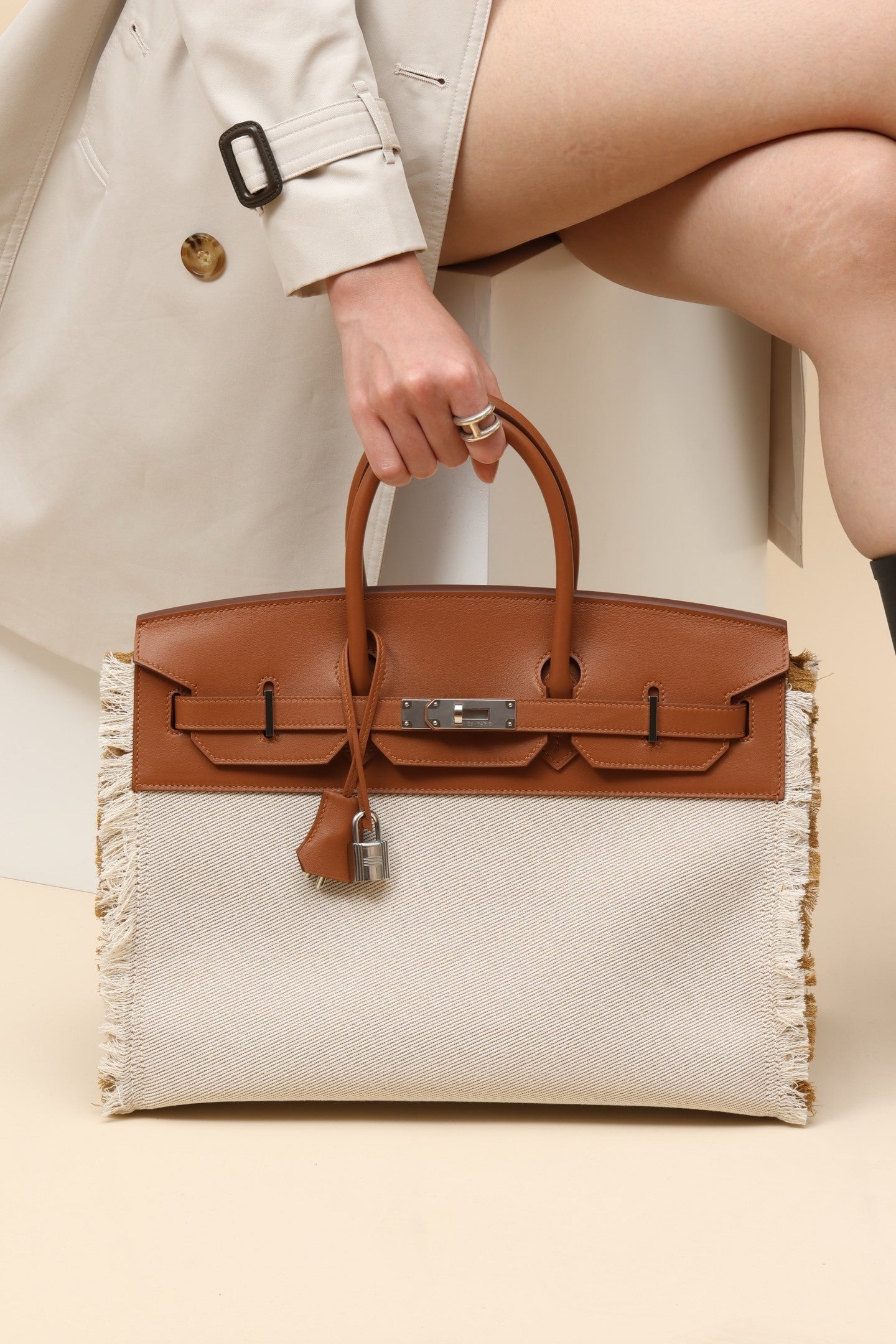 Hermès Birkin 35 Fray Fray Toile H & Swift Leather