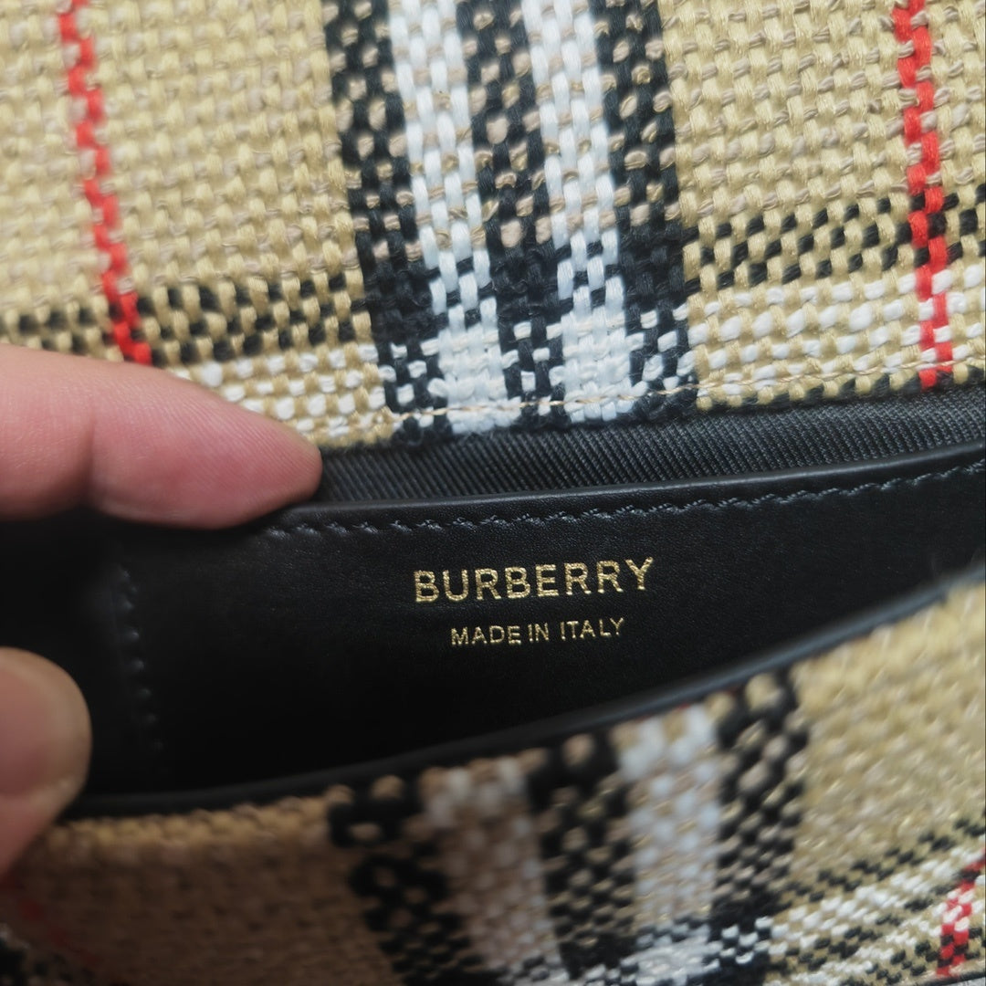 Burberry Lola Mini Handbag in Signature Beige Check Motif