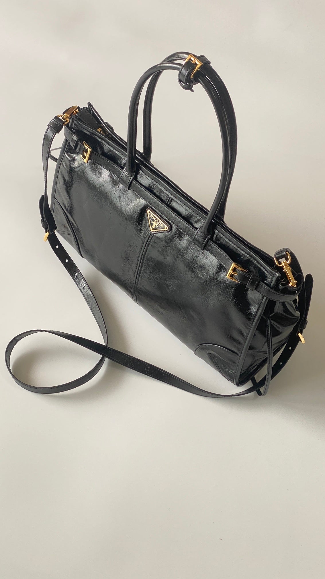 Prada Bonnie Large Leather Shoulder Bag – Black