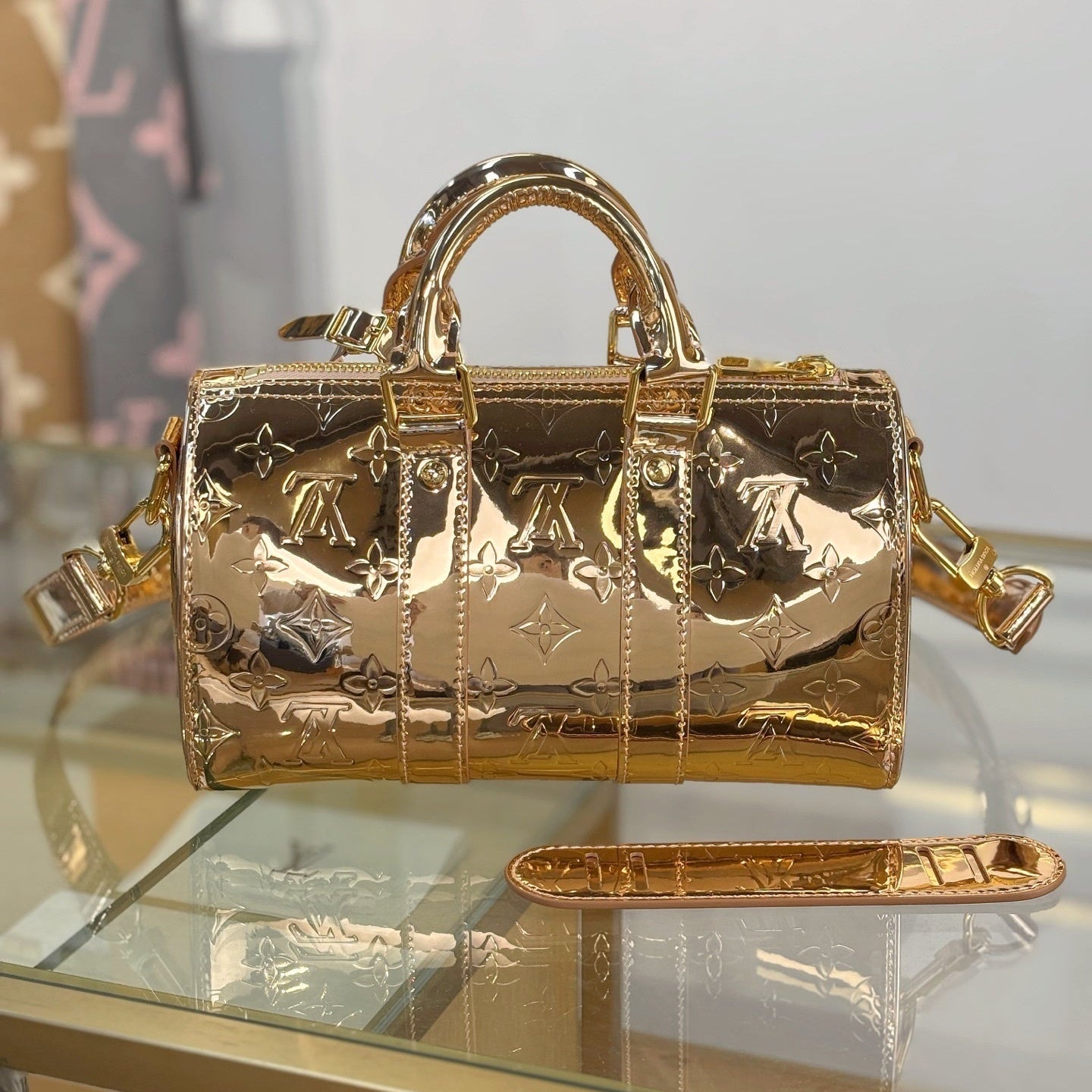 Louis Vuitton Speedy Bandoulière in Copper Monogram Miroir Laminated Canvas