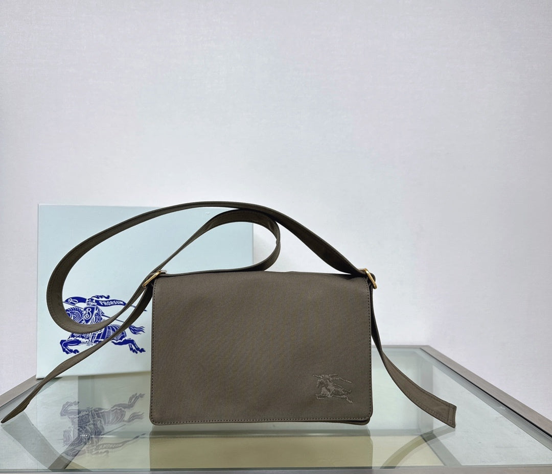 Burberry Trench Crossbody Bag Cappuccino Leather with Equestrian Knight Logo