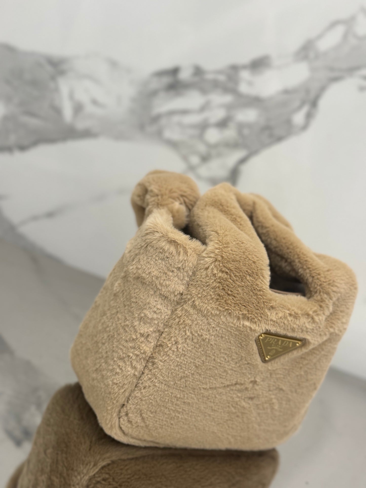 Prada Shearling Mini Handbag – Beige