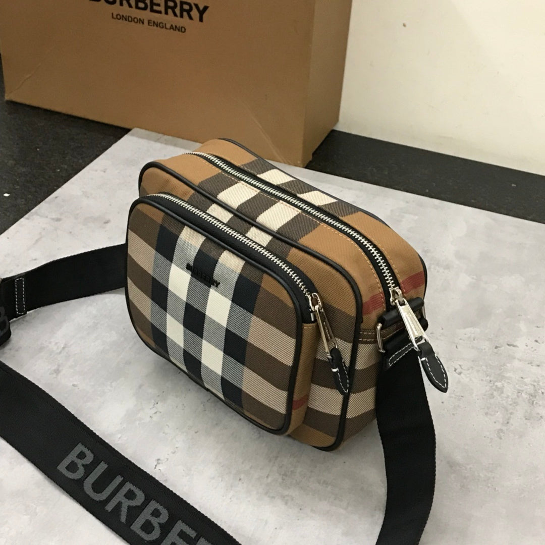 Burberry Paddy Compact Crossbody Bag in Dark Birch Brown Check