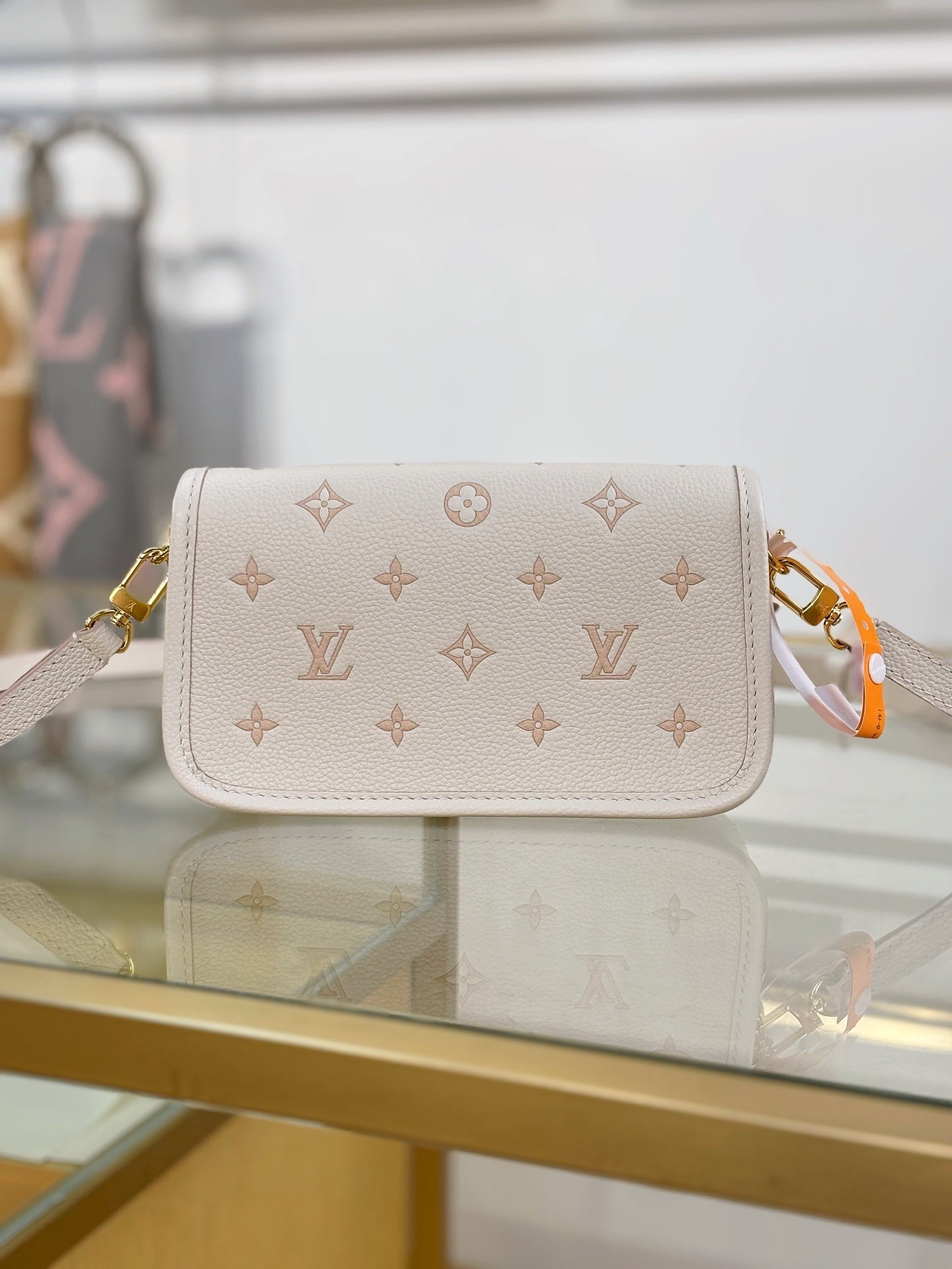Louis Vuitton Nano Diane Bag in Bicolor Monogram Empreinte Leather (Creme & Pink)
