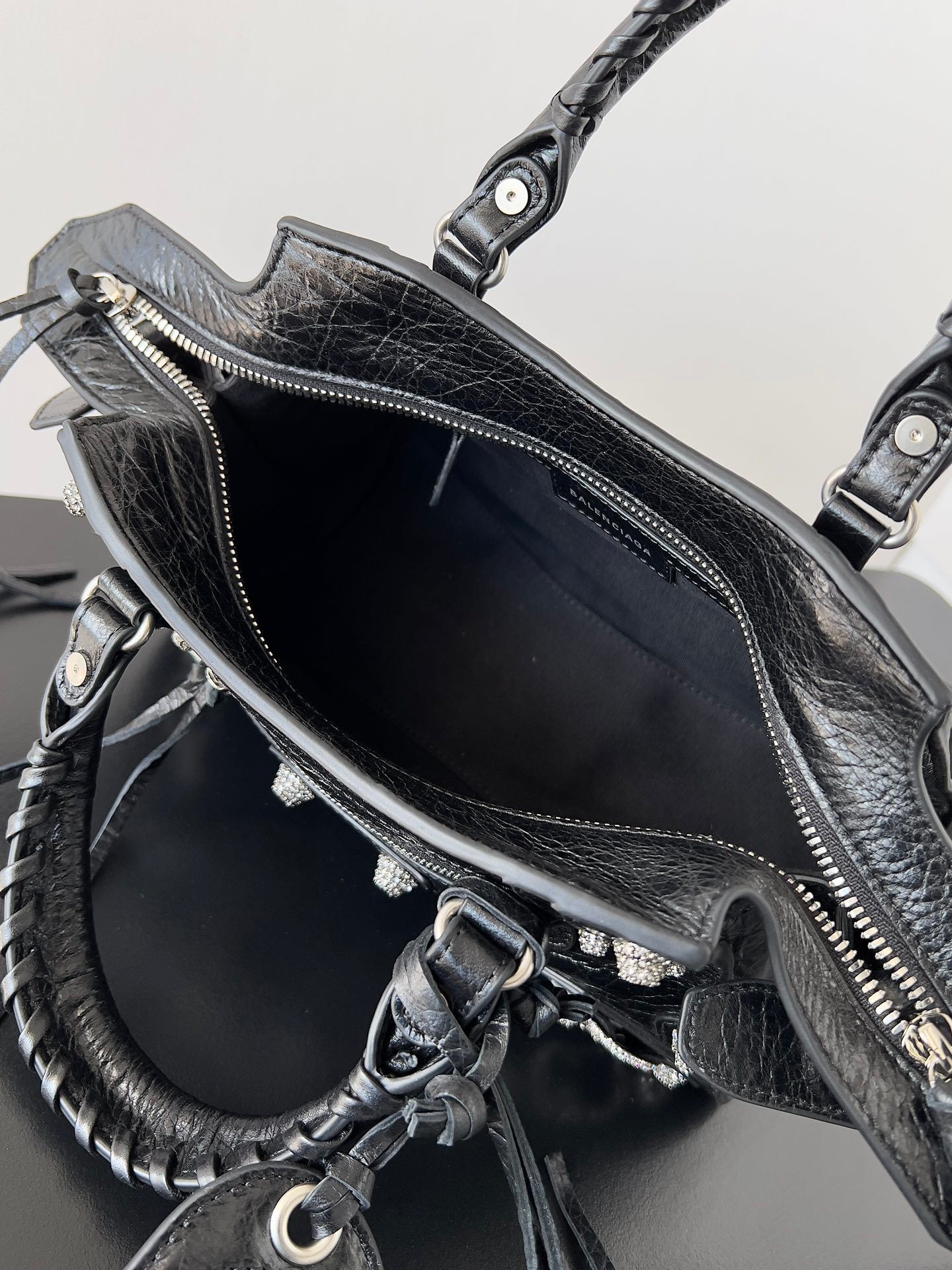 Balenciaga Neo Cagole City Black Leather Studded Bag