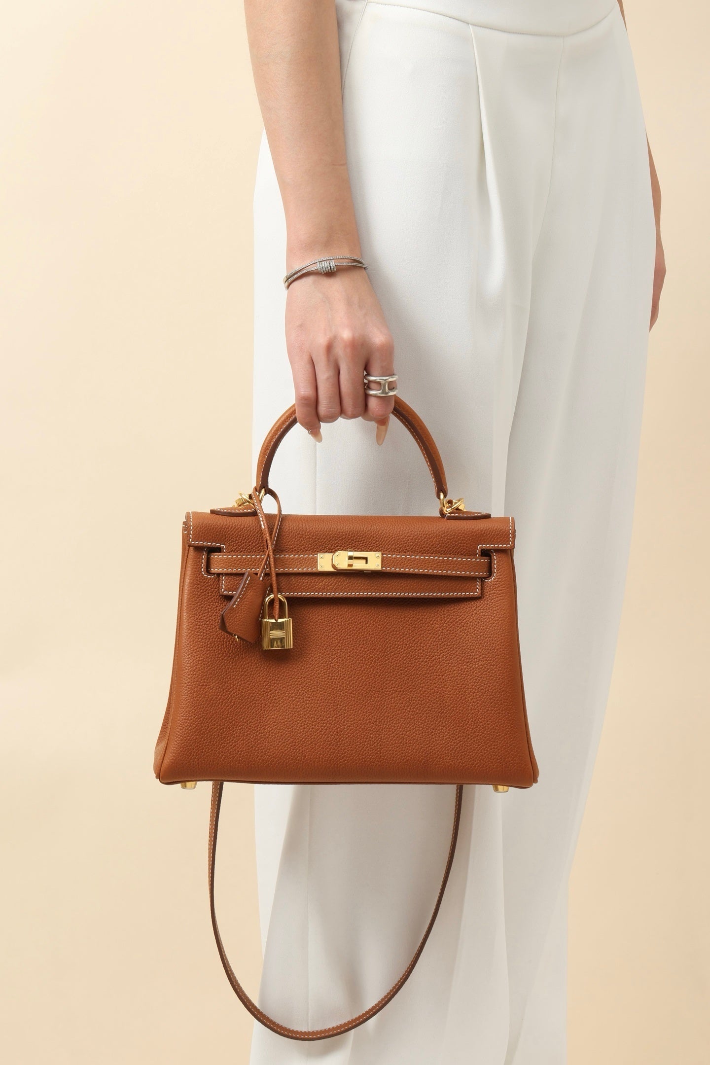 Hermès Kelly Retourne Gold Togo Leather Handbag