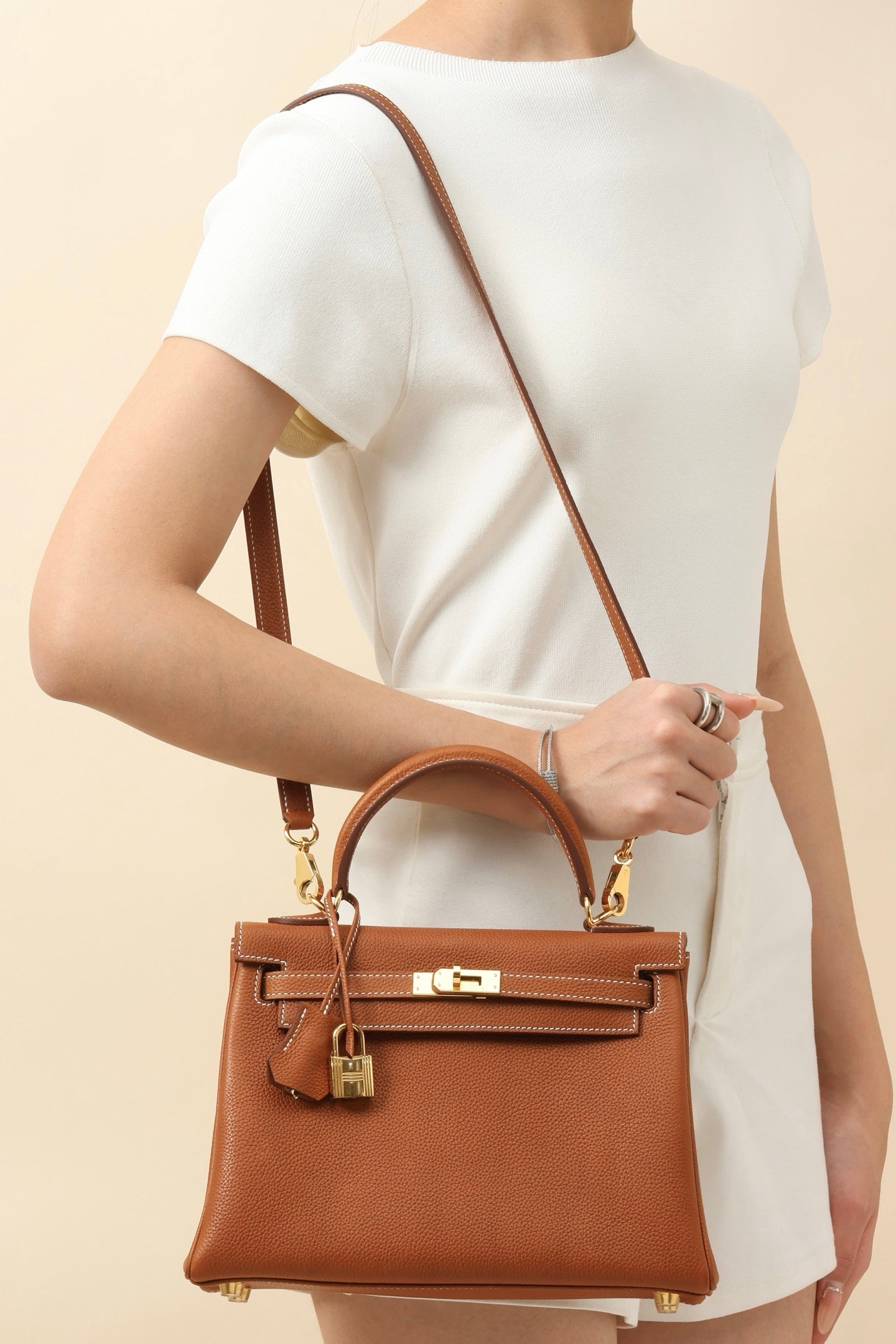 Hermès Kelly Retourne Gold Togo Leather Handbag