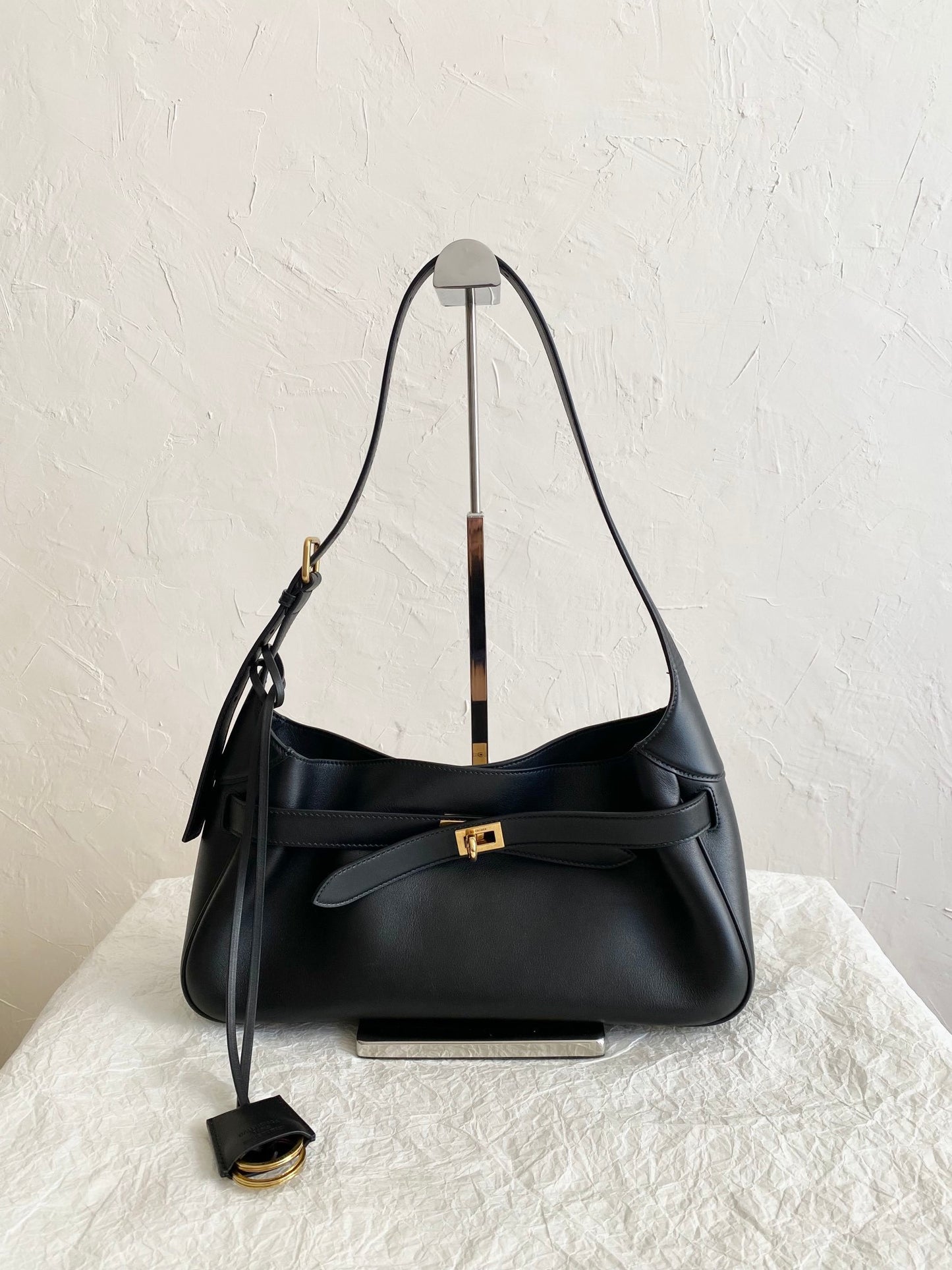 Balenciaga Bel Air Small Black Hobo Bag with Turn Lock