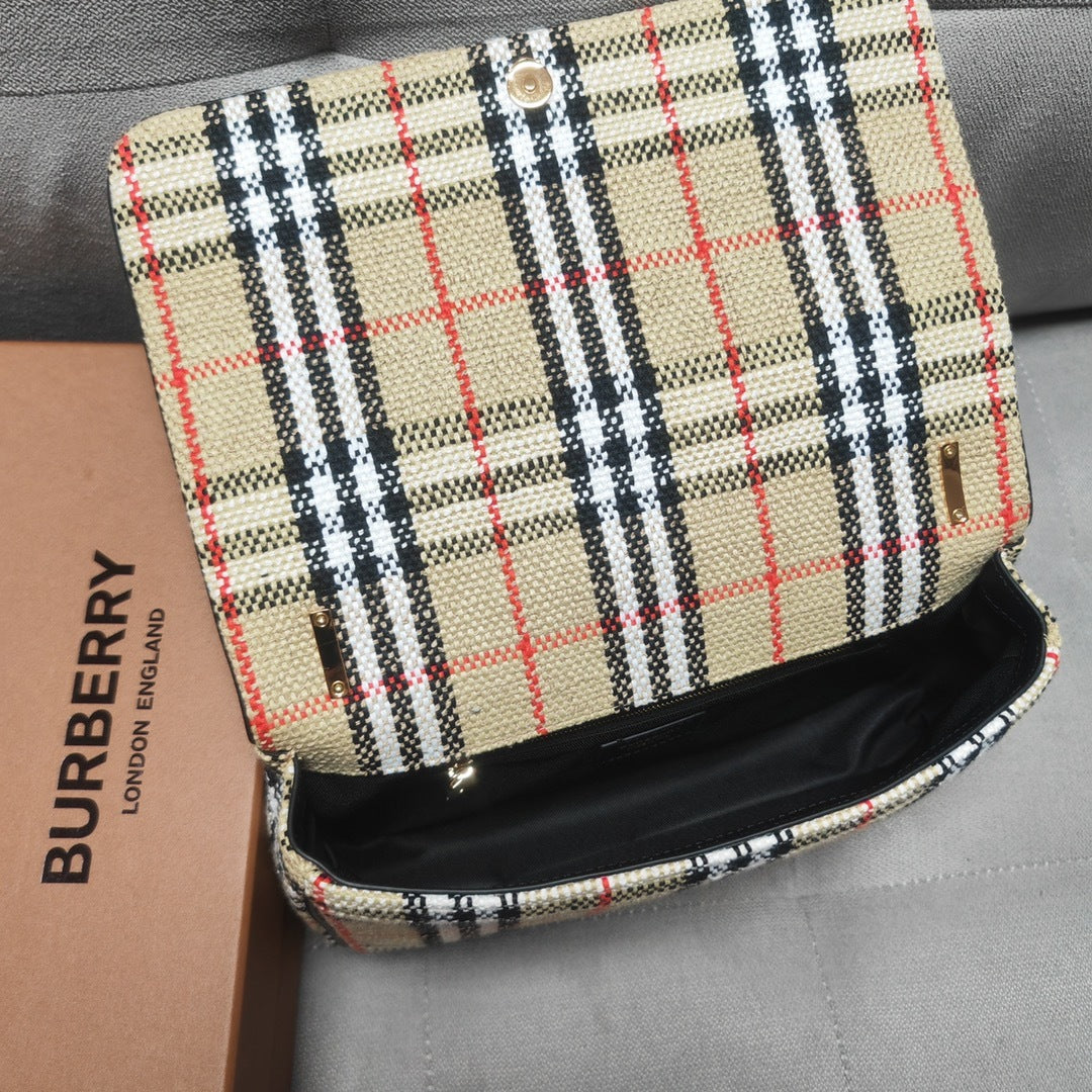 Burberry Small Lola Shoulder Bag in House Check Bouclé Tweed