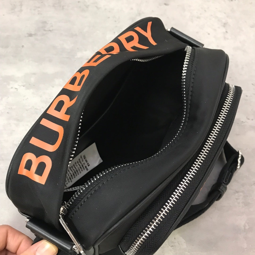 Burberry Coordinates-Print Econyl Crossbody Bag in Black & Orange