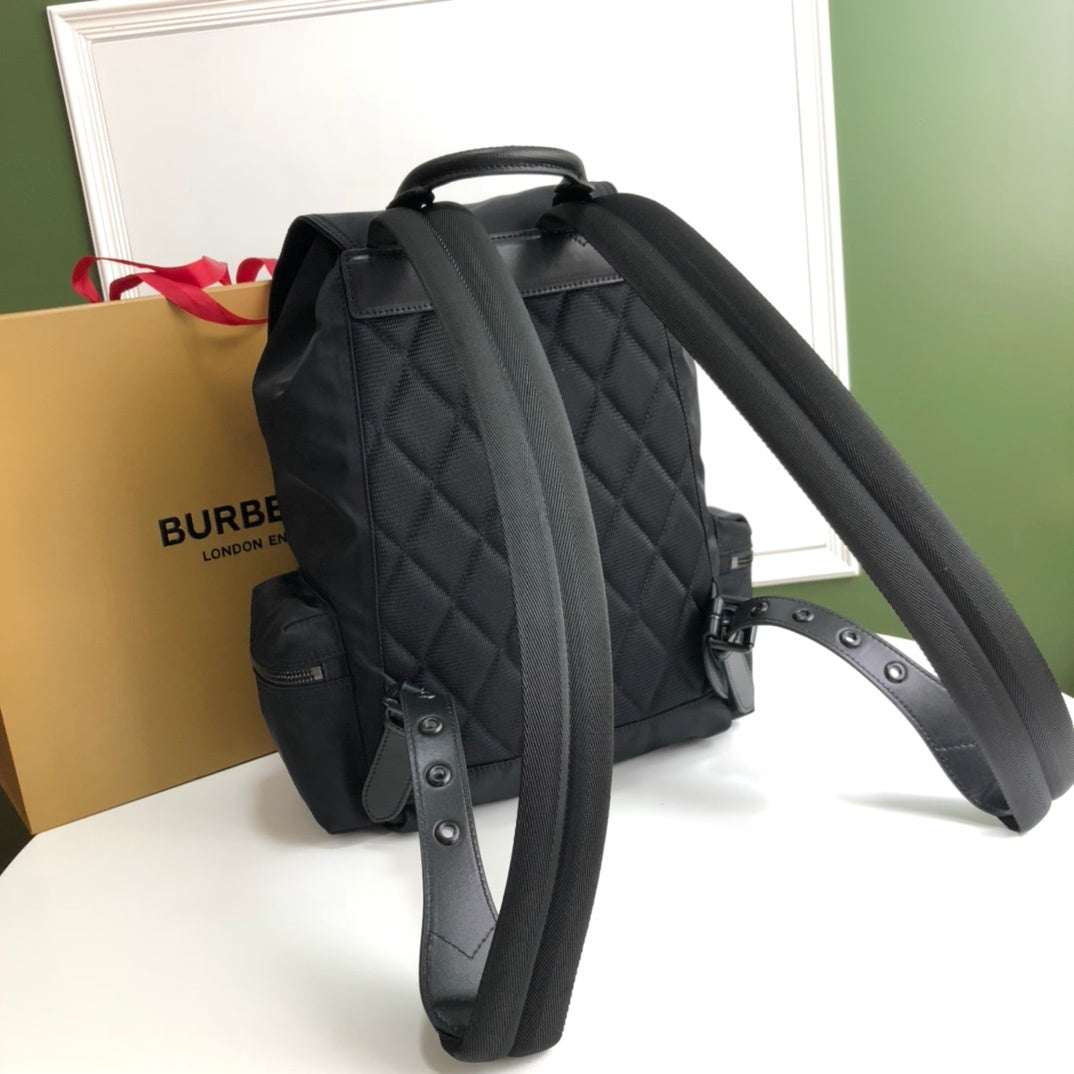 Burberry Black Technical Nylon Rucksack with Leather Trim