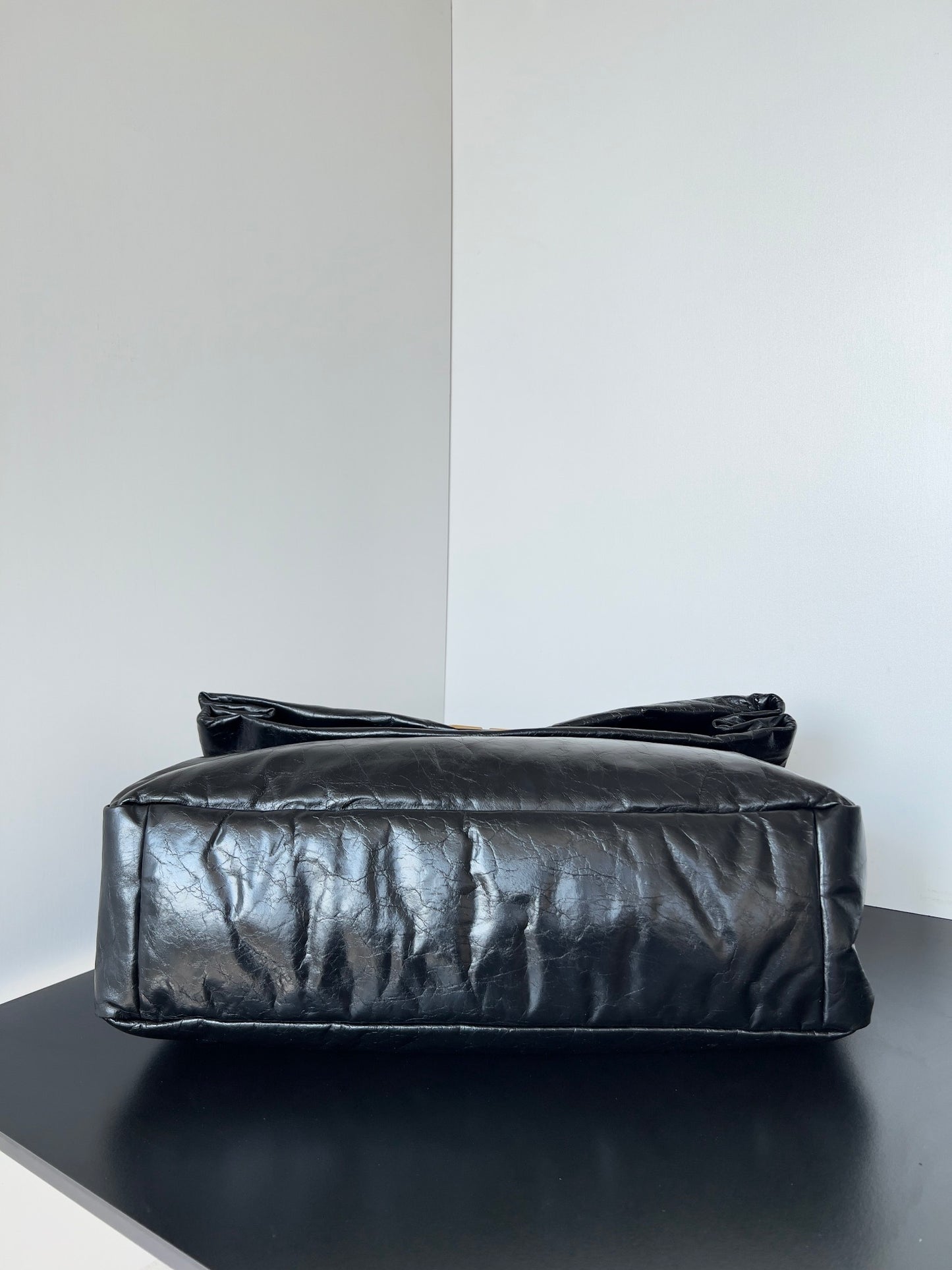 Balenciaga Monaco Chain Bag Black Crinkled Calfskin