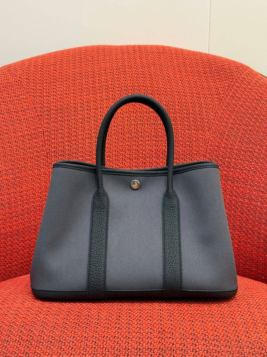 Hermès Garden Party 30 Ardoise Canvas & Negonda Leather Tote