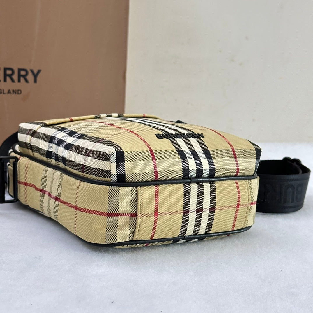 Burberry Freddie Crossbody Bag Archive Beige Check Canvas Shoulder Bag