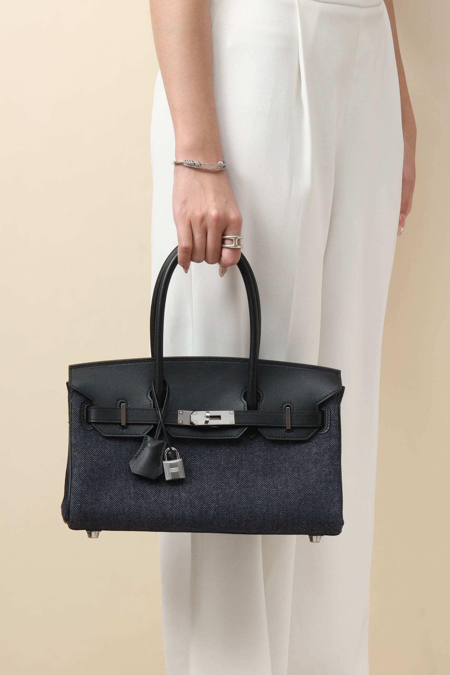 Hermès Birkin Shoulder Light 29 Black Swift & Denim