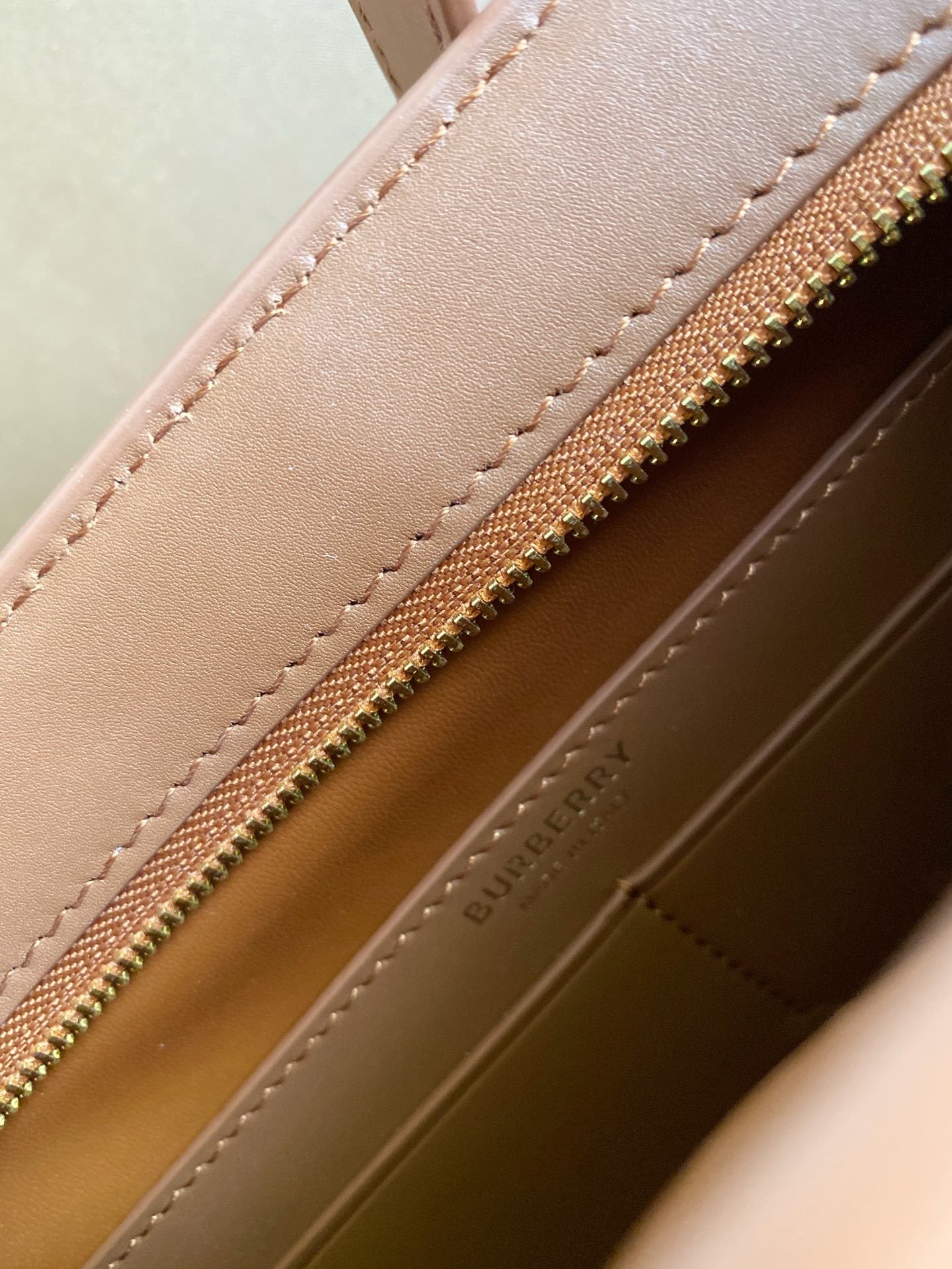 Burberry TB Brown Leather Shoulder Bag with Gold Monogram Logo