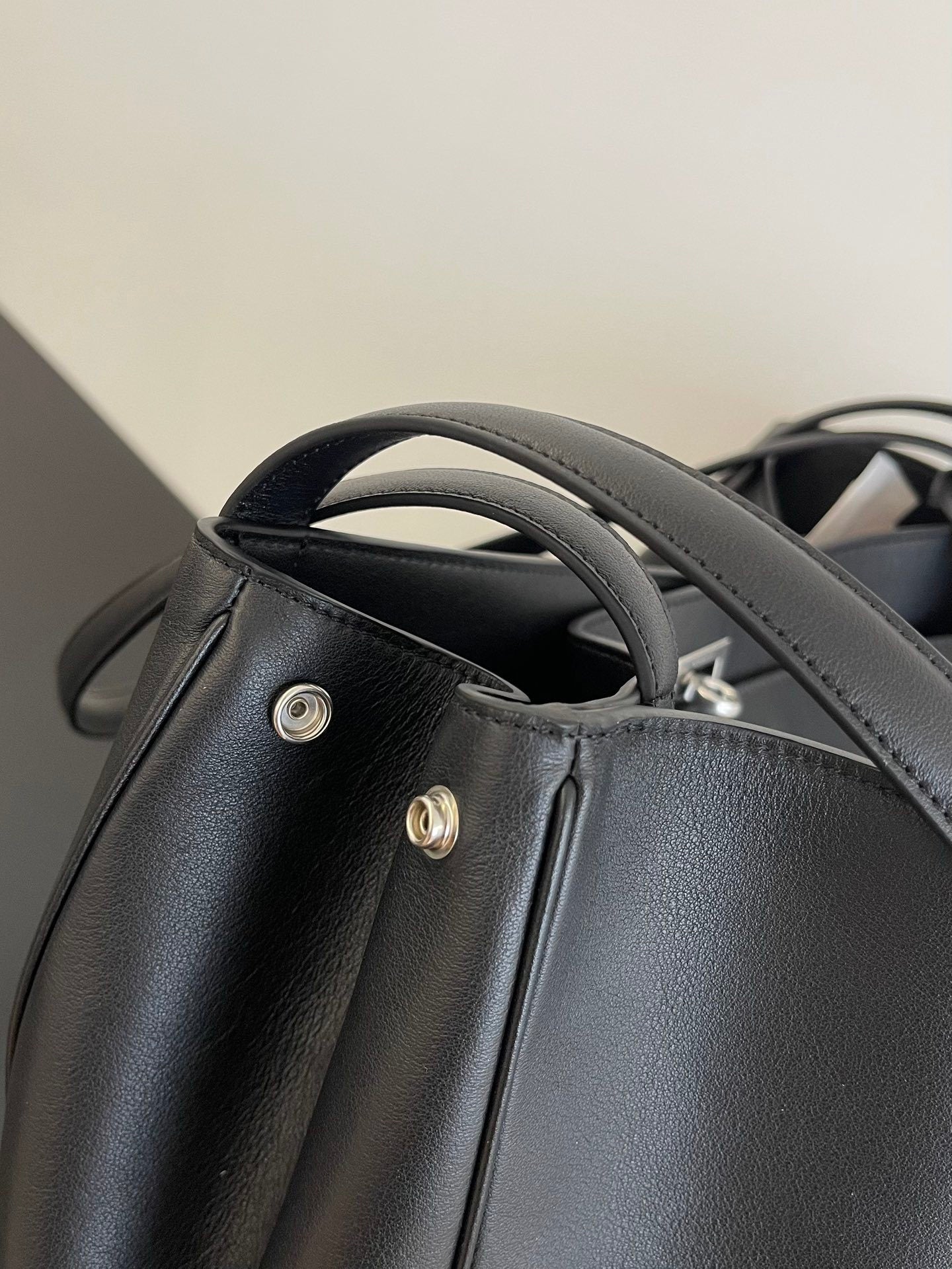 Balenciaga Rodeo Tote Bag Black Calfskin Aged-Silver Hardware