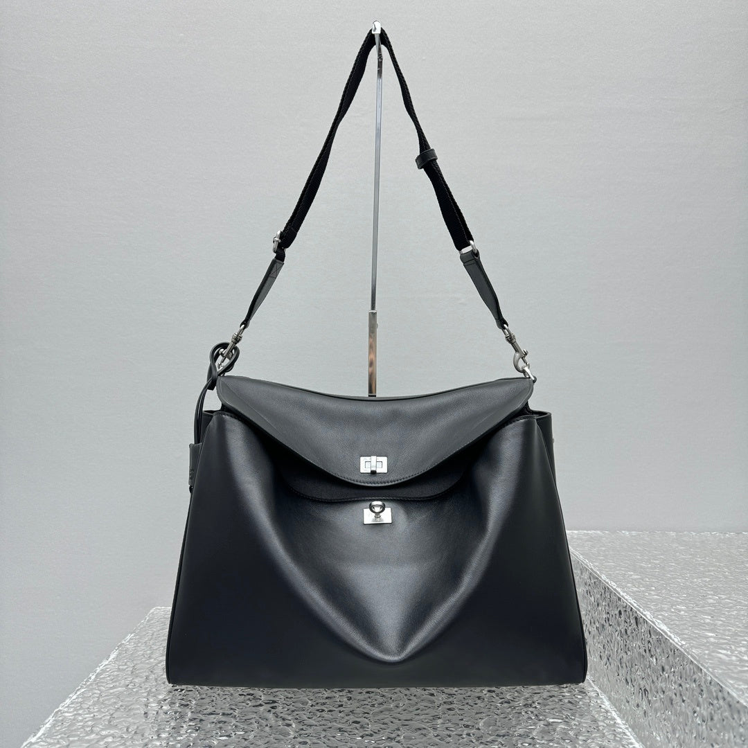 Balenciaga Rodeo Messenger Bag | Black Smooth Calfskin Luxury Shoulder Bag