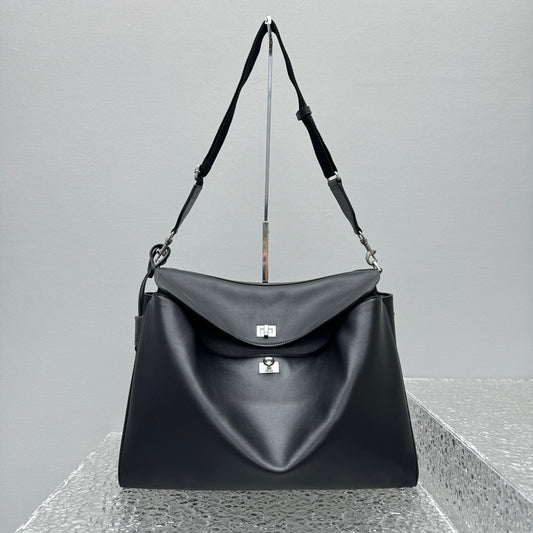 Balenciaga Rodeo Messenger Bag | Black Smooth Calfskin Luxury Shoulder Bag