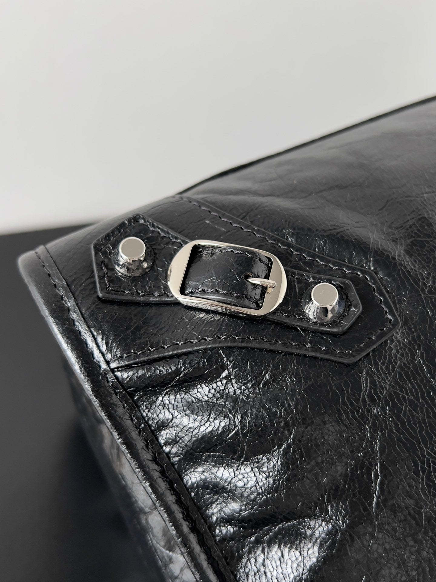 Balenciaga Le City Black Leather Studded Handbag