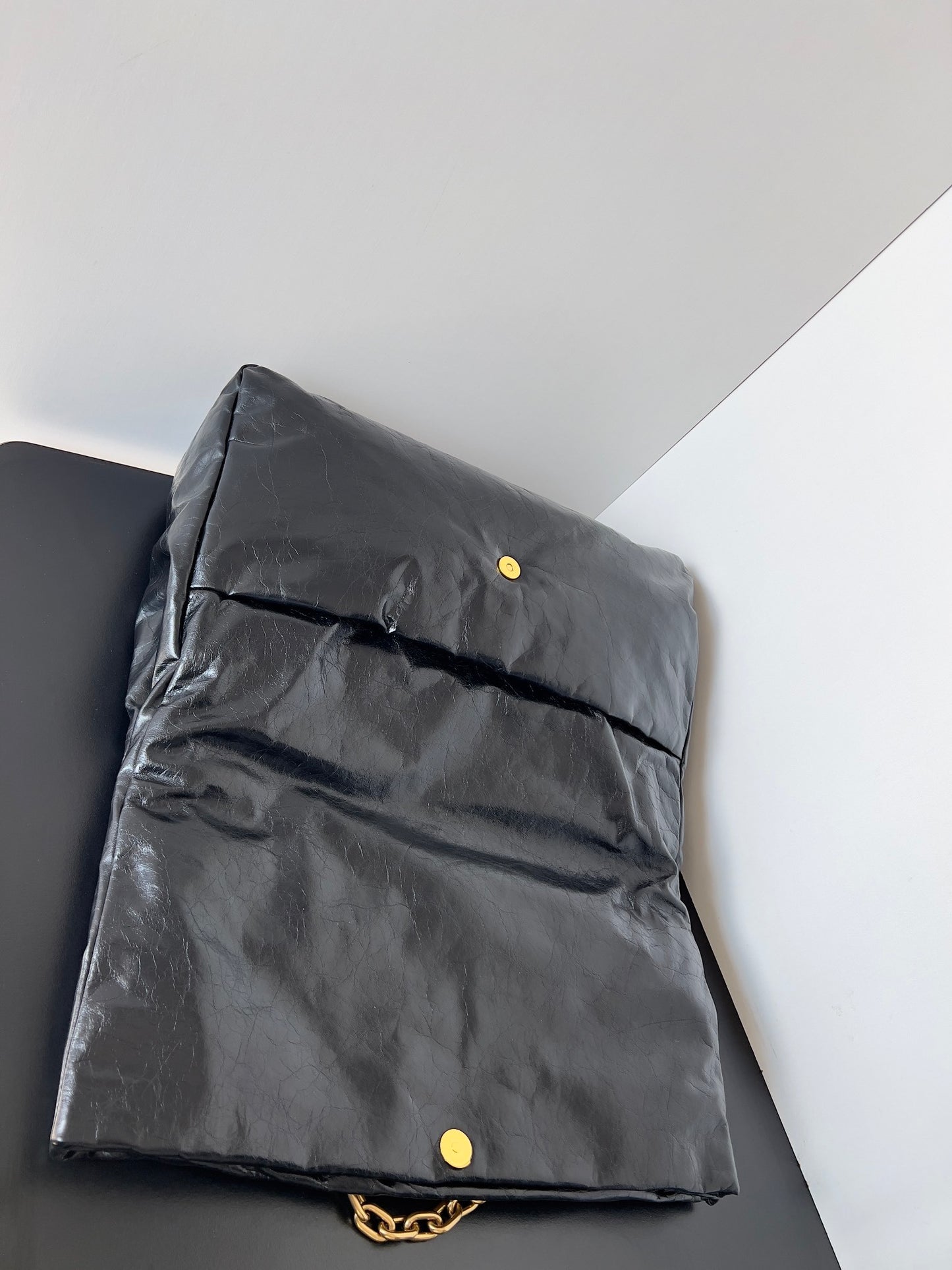 Balenciaga Monaco Chain Bag Black Crinkled Calfskin