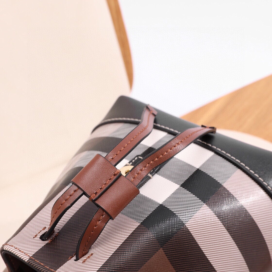 Burberry Check & Leather Micro Backpack | Dark Birch Brown Designer Bag