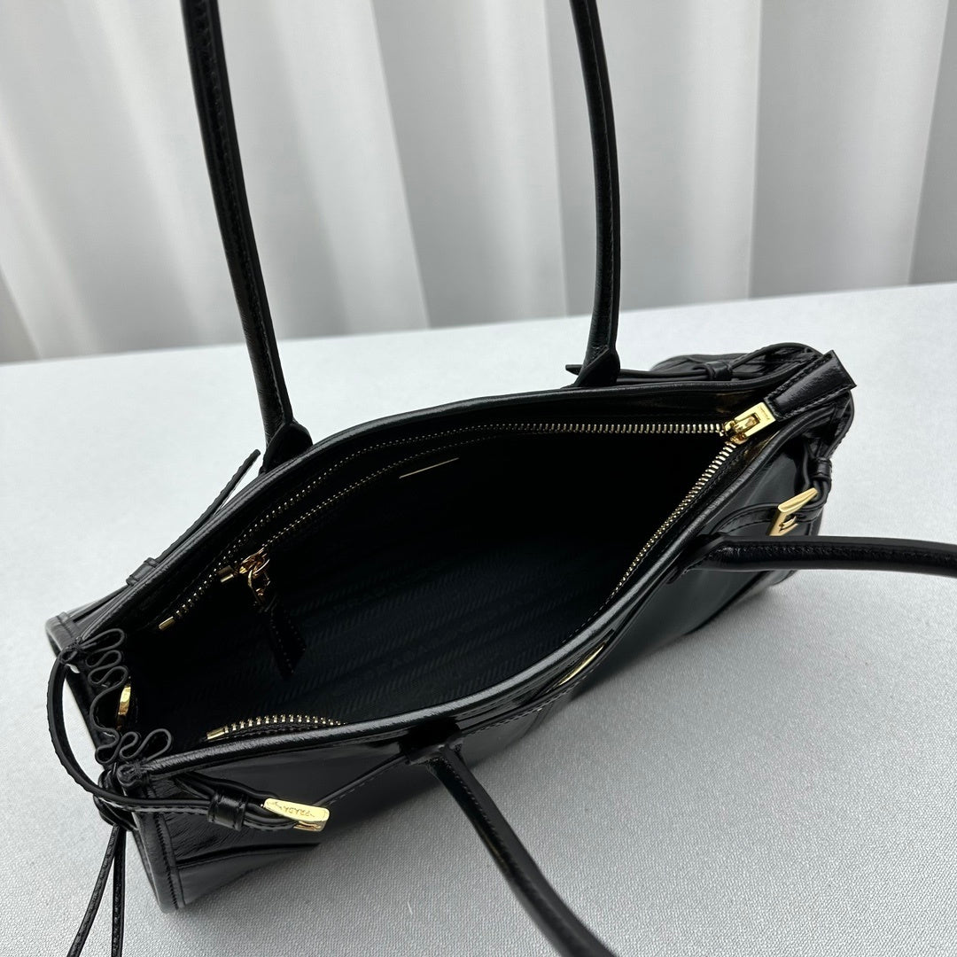 Prada Bonnie Medium Black Leather Shoulder Bag