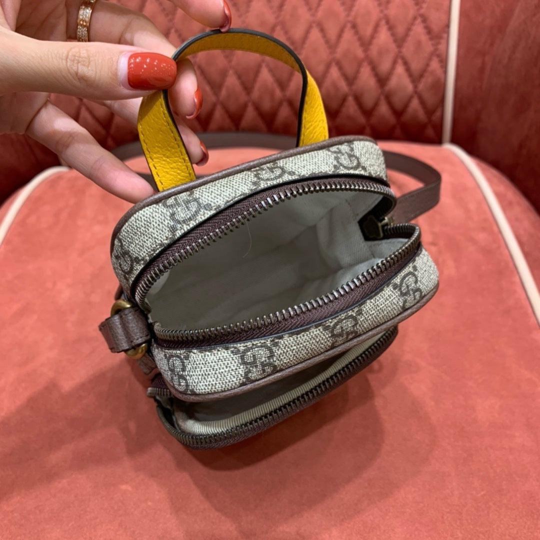 Gucci Neo Vintage GG Supreme Mini Crossbody Bag in Brown Canvas & Leather