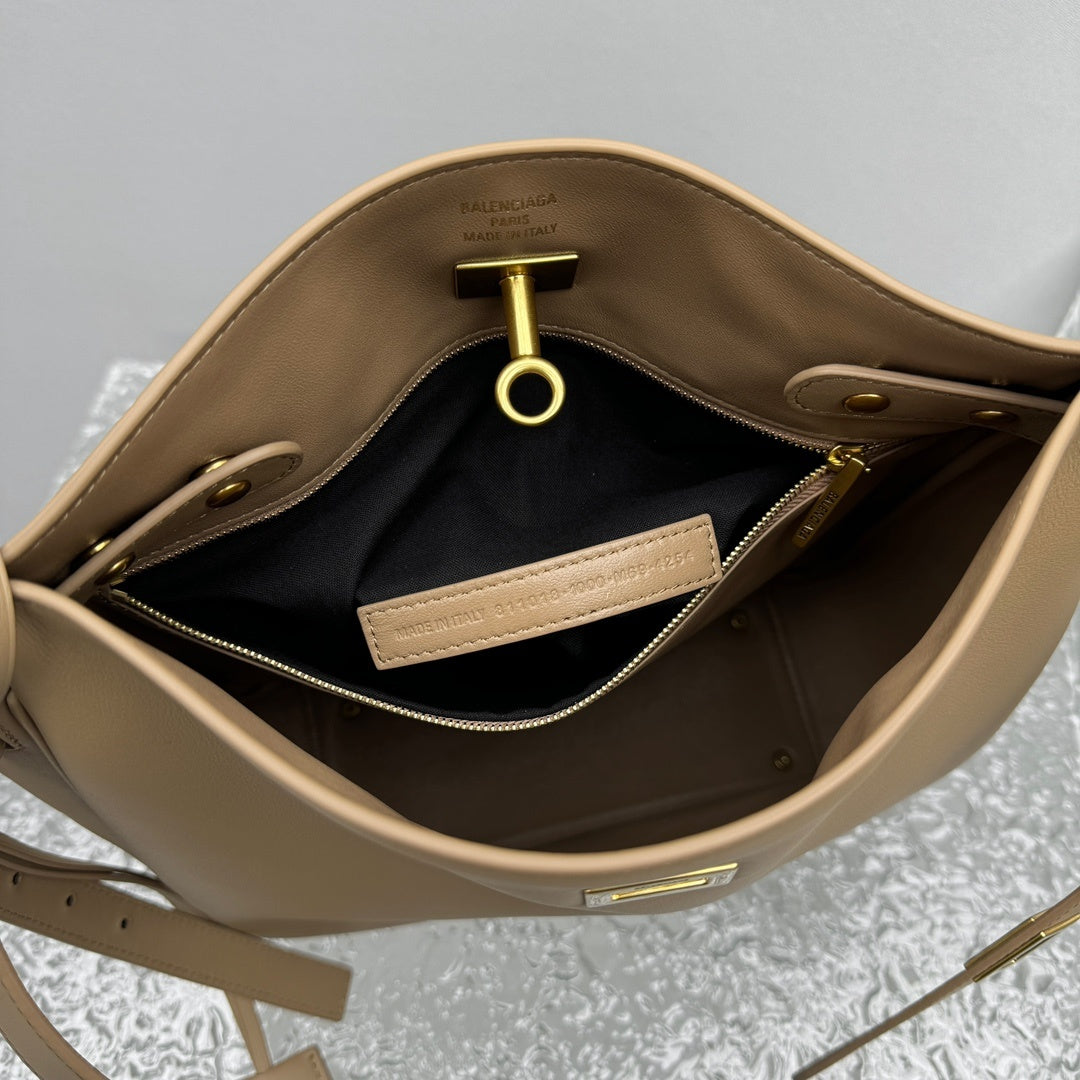 Balenciaga Bel Air Small Hobo Bag | Beige Leather Luxury Shoulder Bag