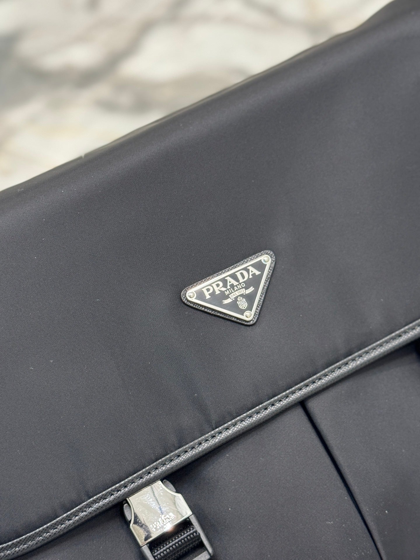Prada Re-Nylon & Saffiano Leather Shoulder Bag – Black with Triangle Logo