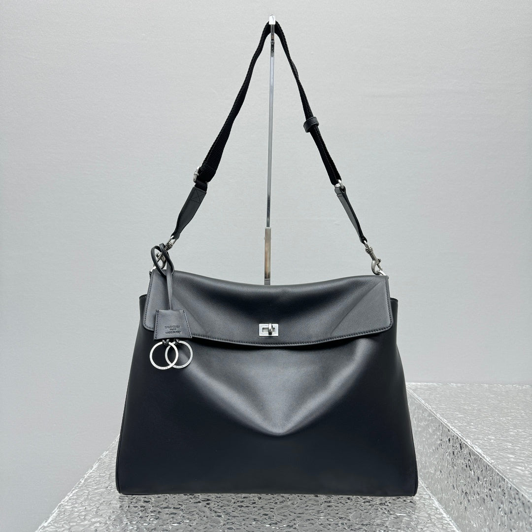 Balenciaga Rodeo Messenger Bag | Black Smooth Calfskin Luxury Shoulder Bag