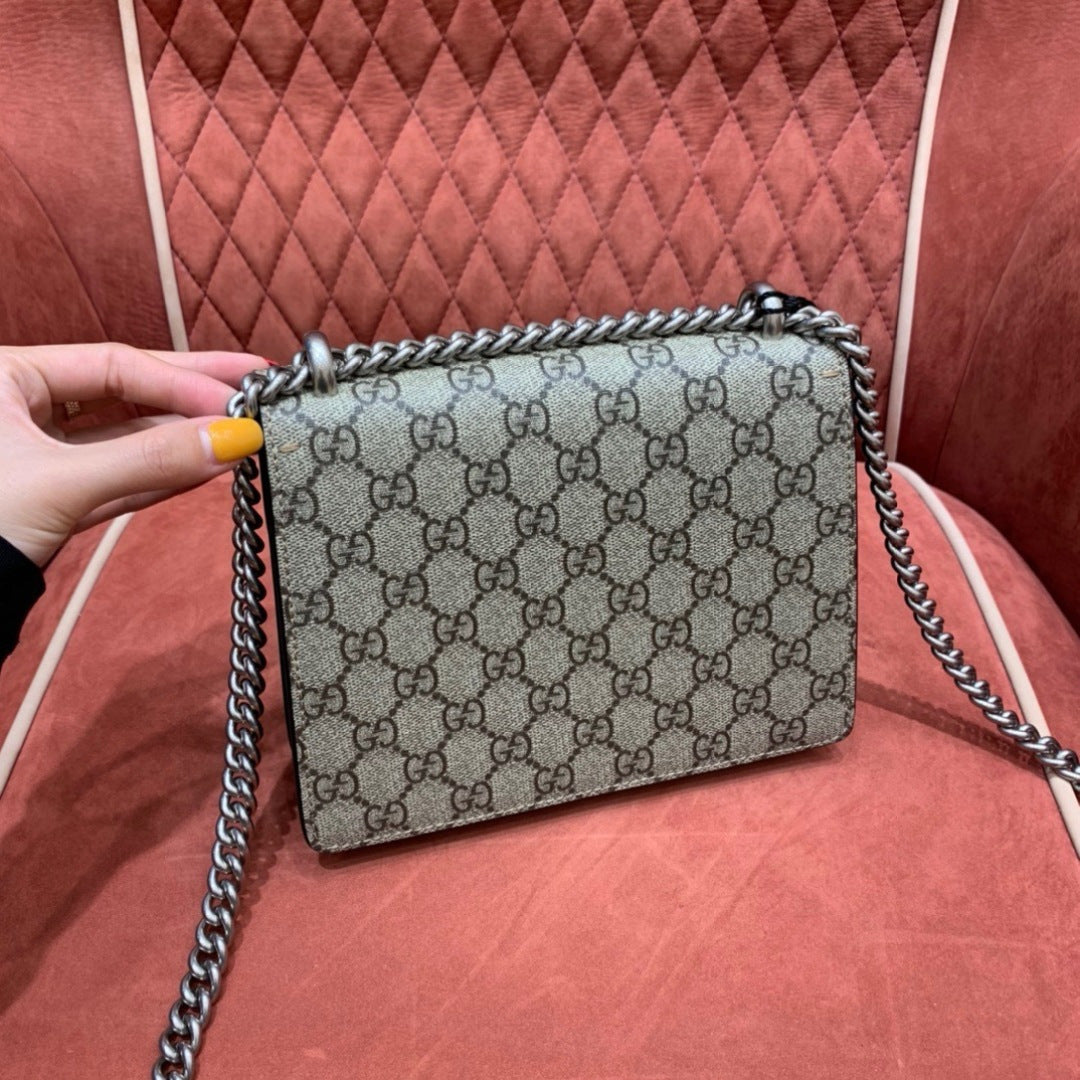 Gucci Dionysus GG Supreme Mini Bag with Black Suede Trim
