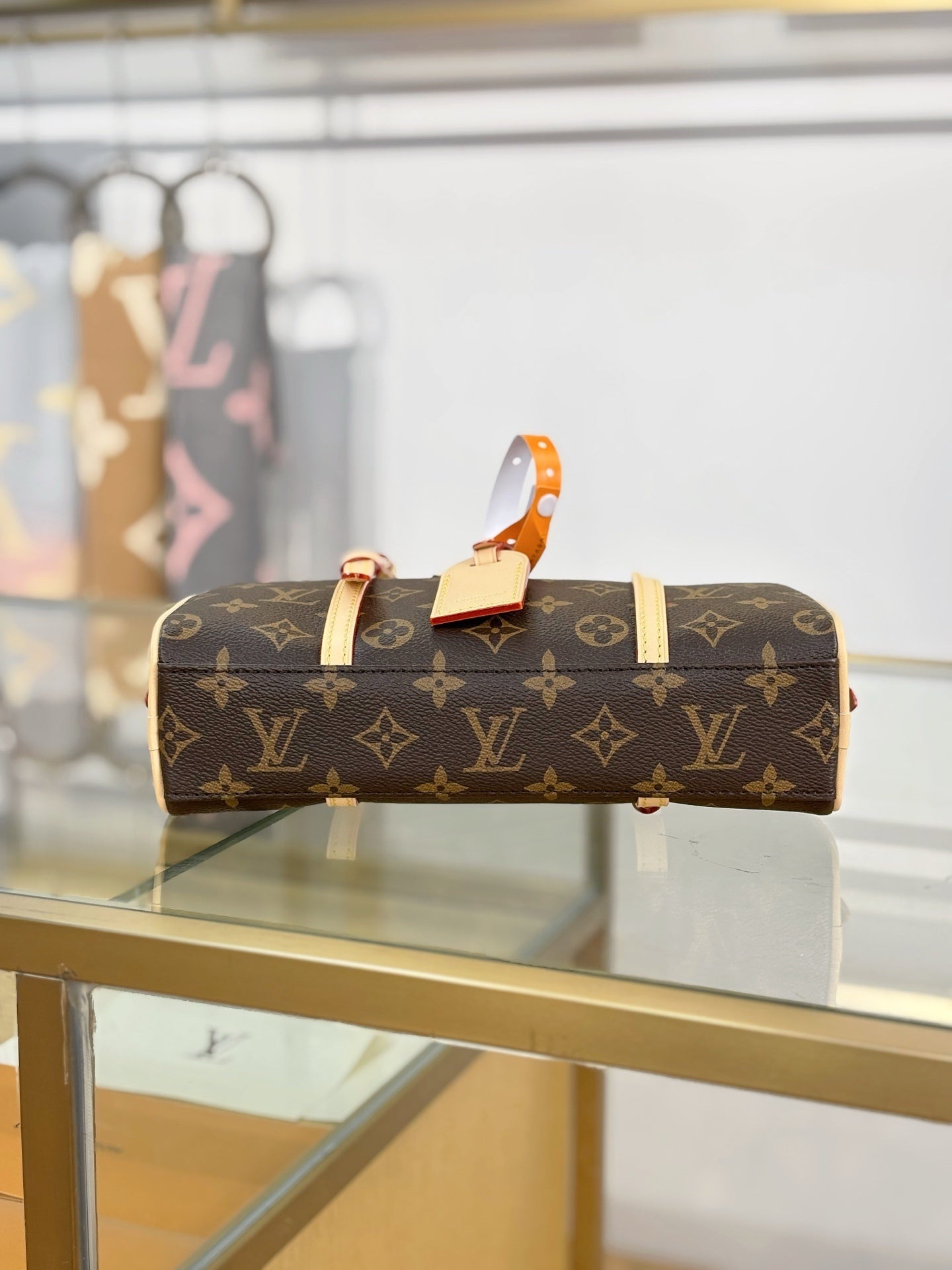 Louis Vuitton Hang On Handbag – Classic Monogram Canvas with Natural Cowhide Leather Trim